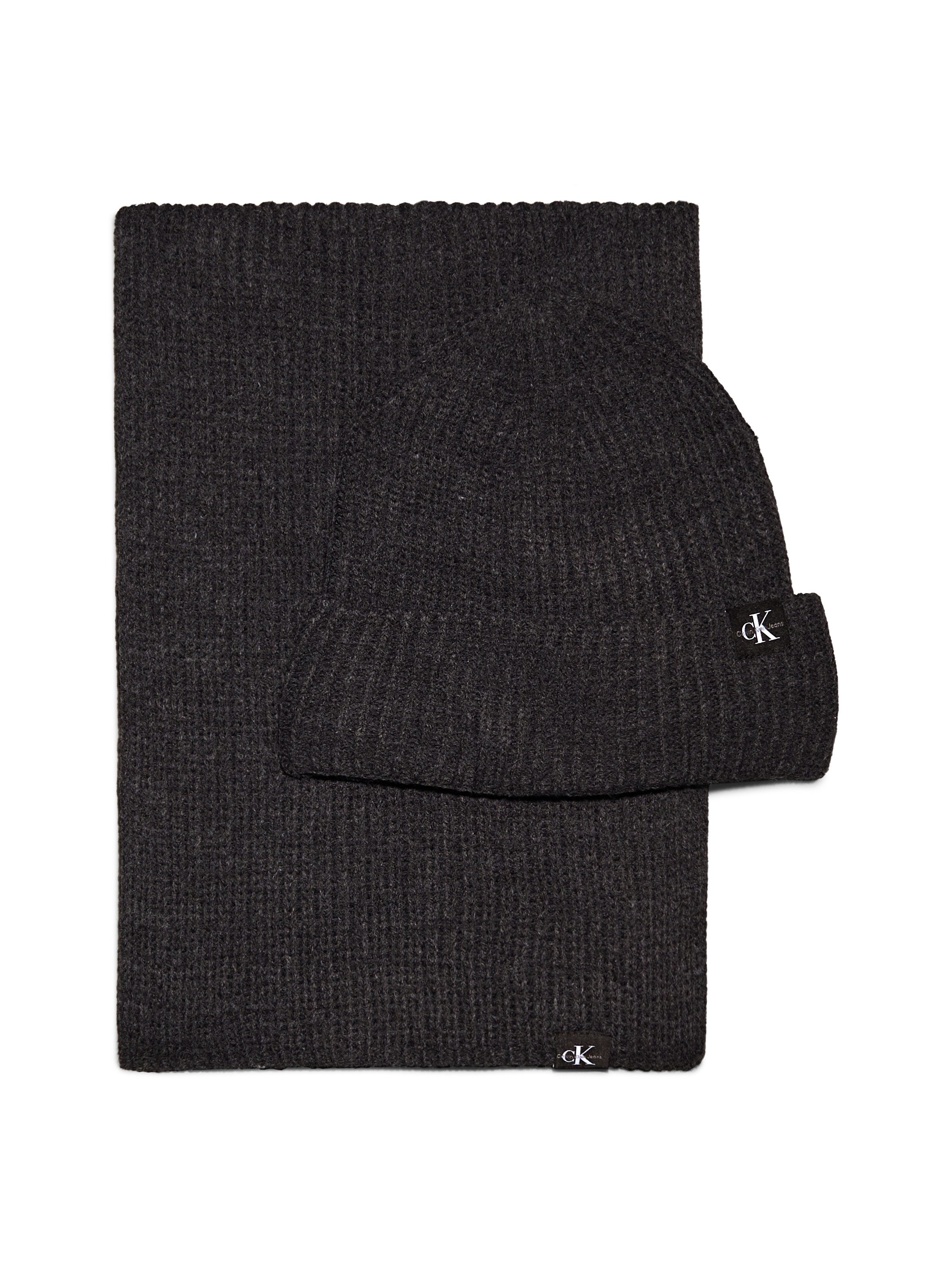 Calvin Klein Gebreide muts Monogram Rib Scarf Beanie Set