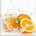 artland print op glas orange met spatwater (1 stuk) oranje