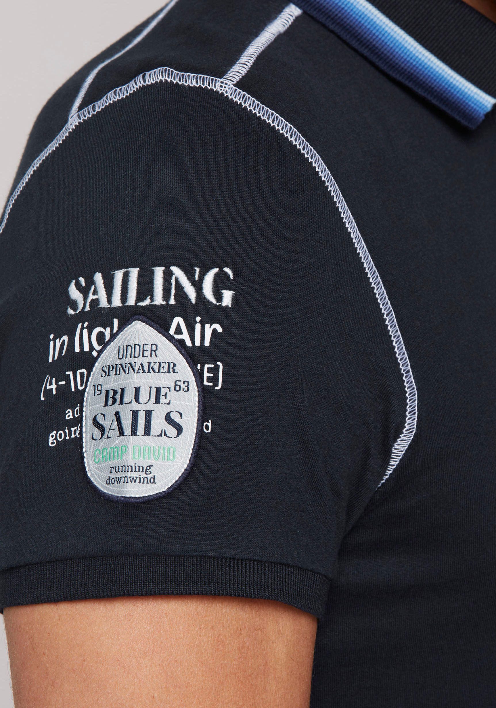 CAMP DAVID Poloshirt met logo-applicaties