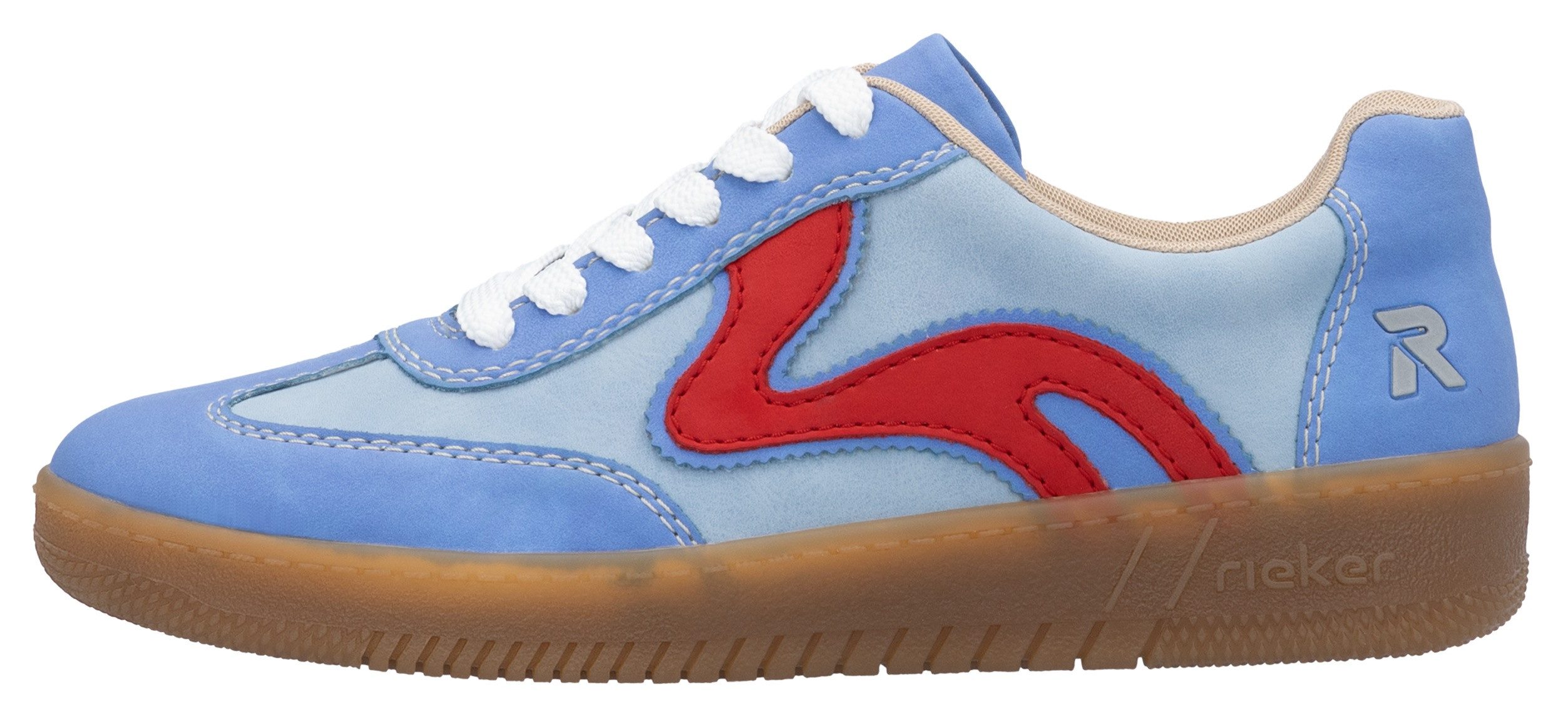 RIEKER Sport Plateausneakers vrijetijdsschoen, lage schoen, veterschoen in vegan uitvoering