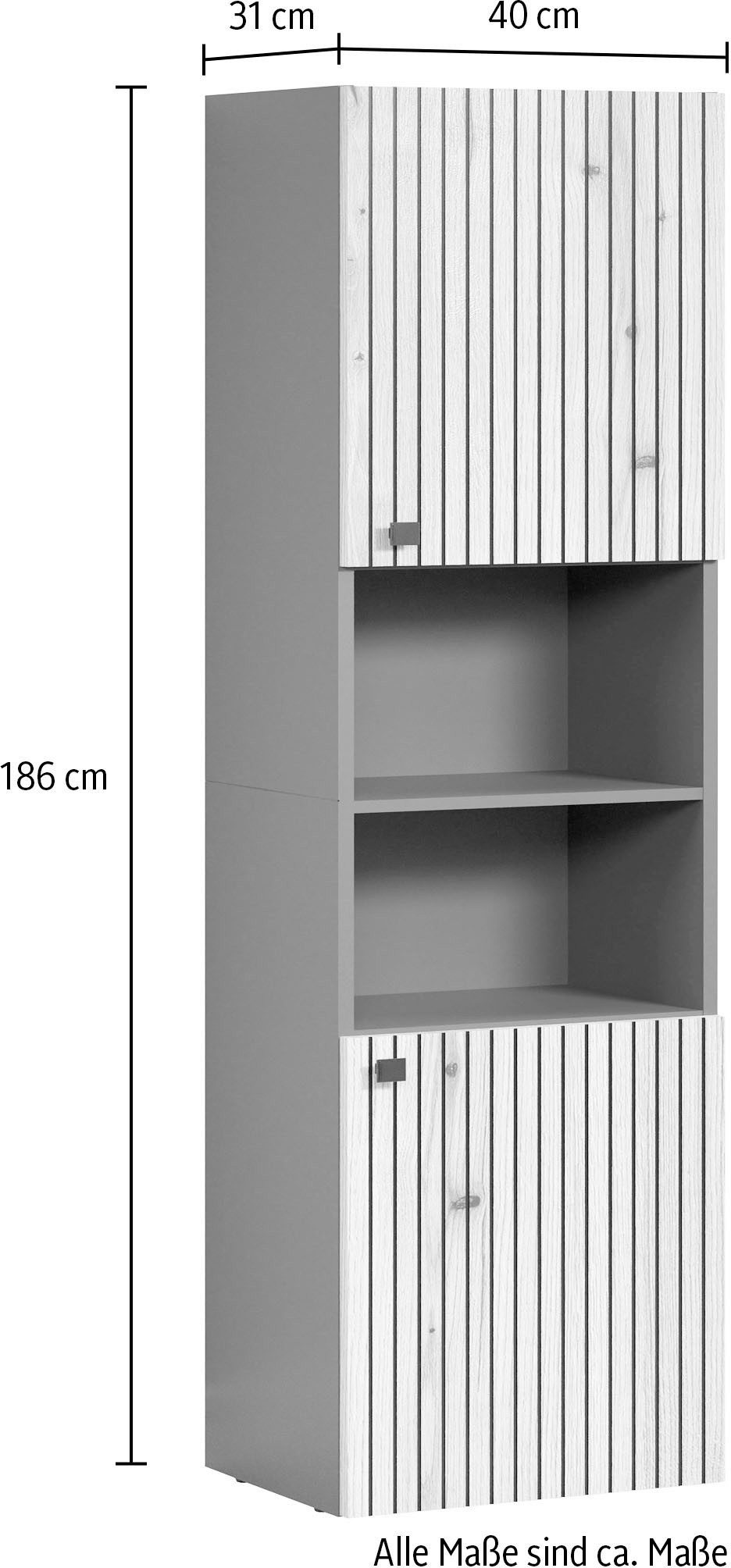 welltime Hoge kast Amrum Breedte 40 cm, ruime hoge kast eik ribbellook badkamerkast (1 stuk)