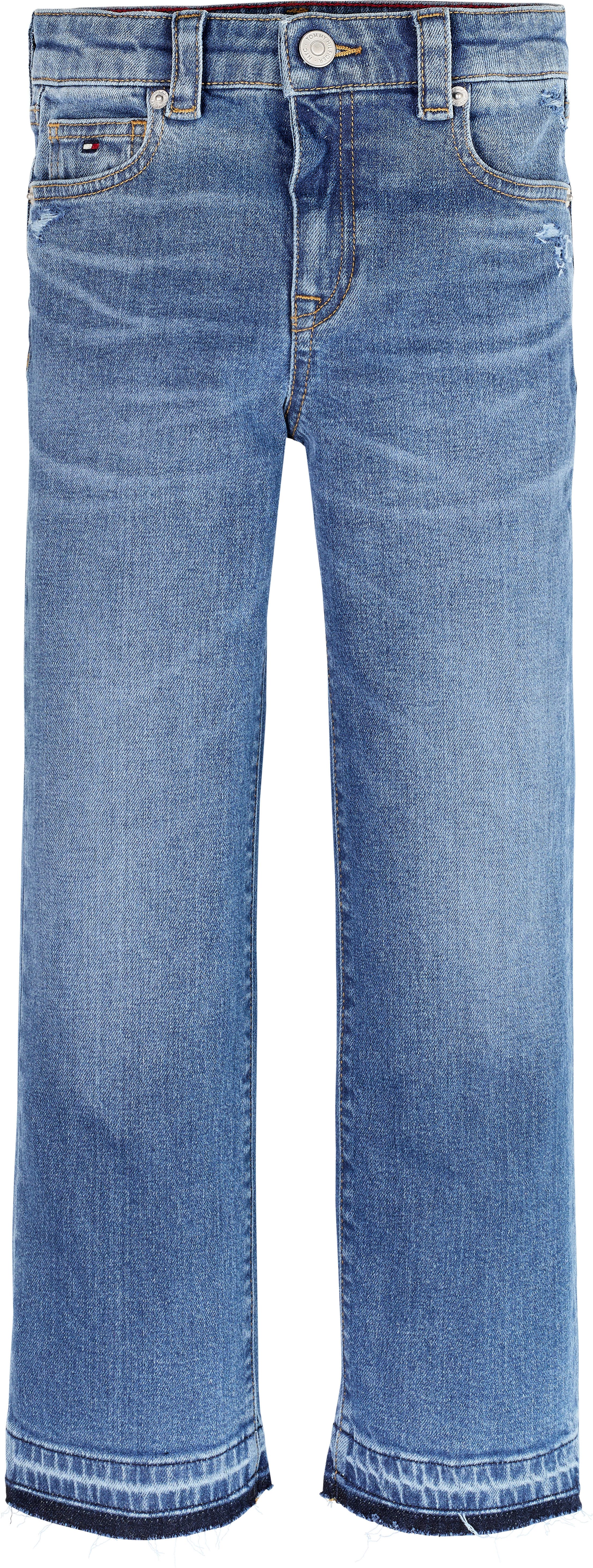 Tommy Hilfiger Wijde jeans GIRLFRIEND MID WASH in middelblau wassing, met logo-badge