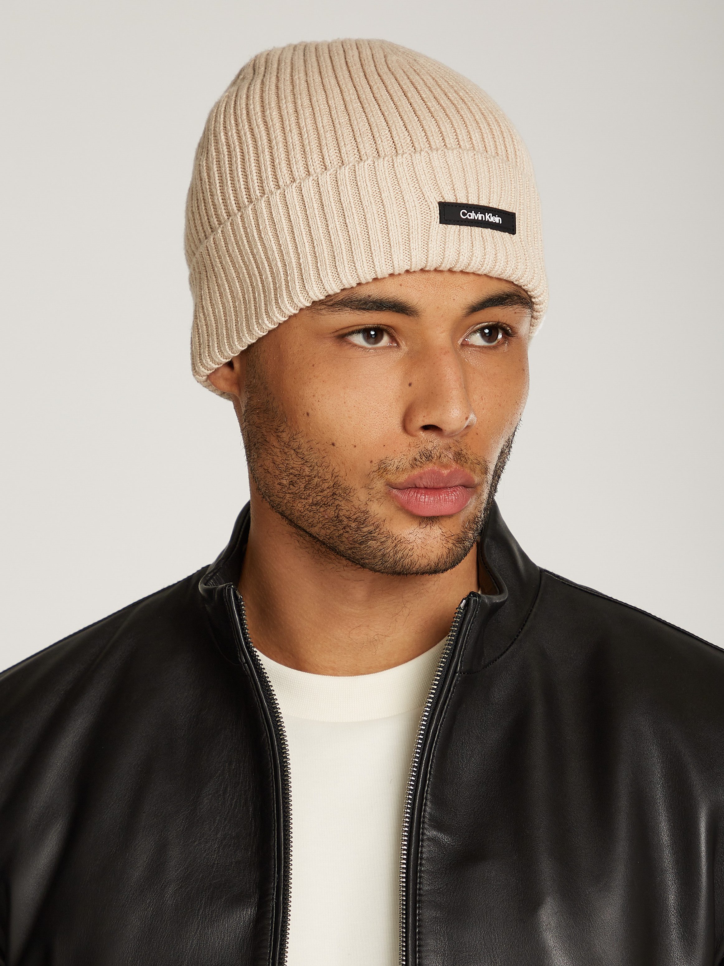 Calvin Klein Beanie CLASSIC COTTON RIB BEANIE