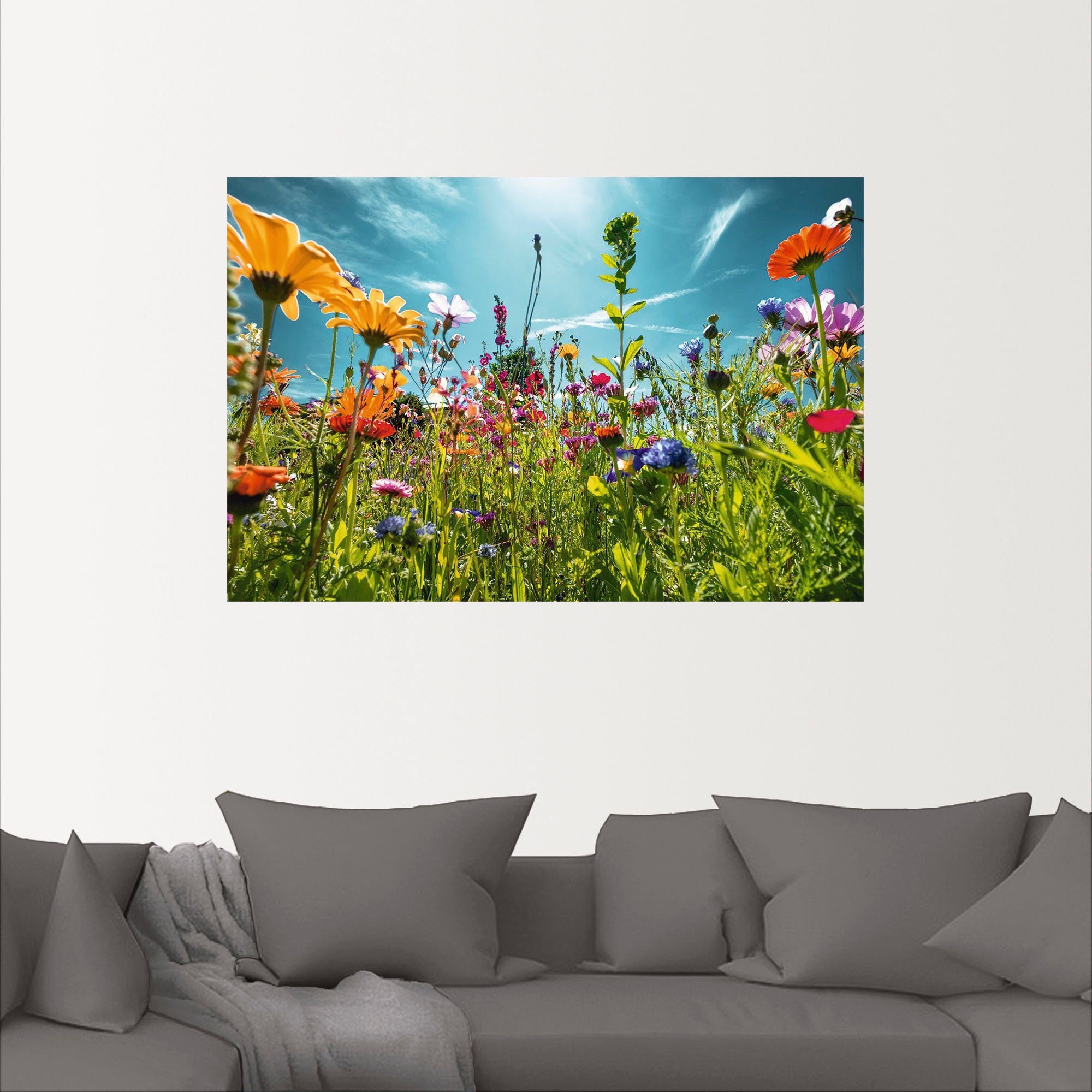 Artland Artprint Kleurrijk bloemenveld als artprint van aluminium, artprint voor buiten, artprint op linnen, poster, muursticker