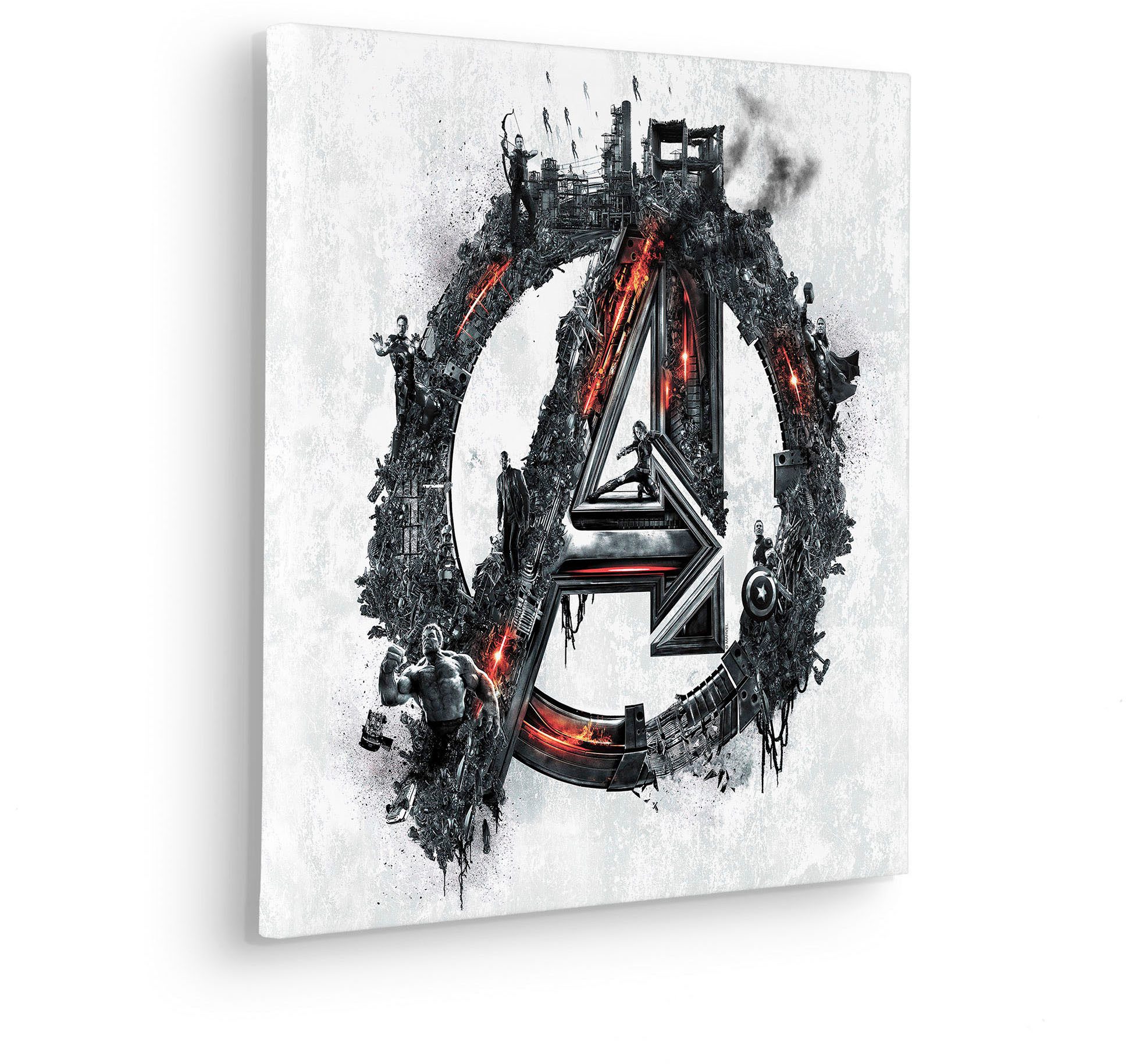 Komar Artprint op linnen Avengers Groot A Logo - Afmeting 40 x 40 cm Canvasdoek met echt houten frame, kinderkamer (1 stuk)
