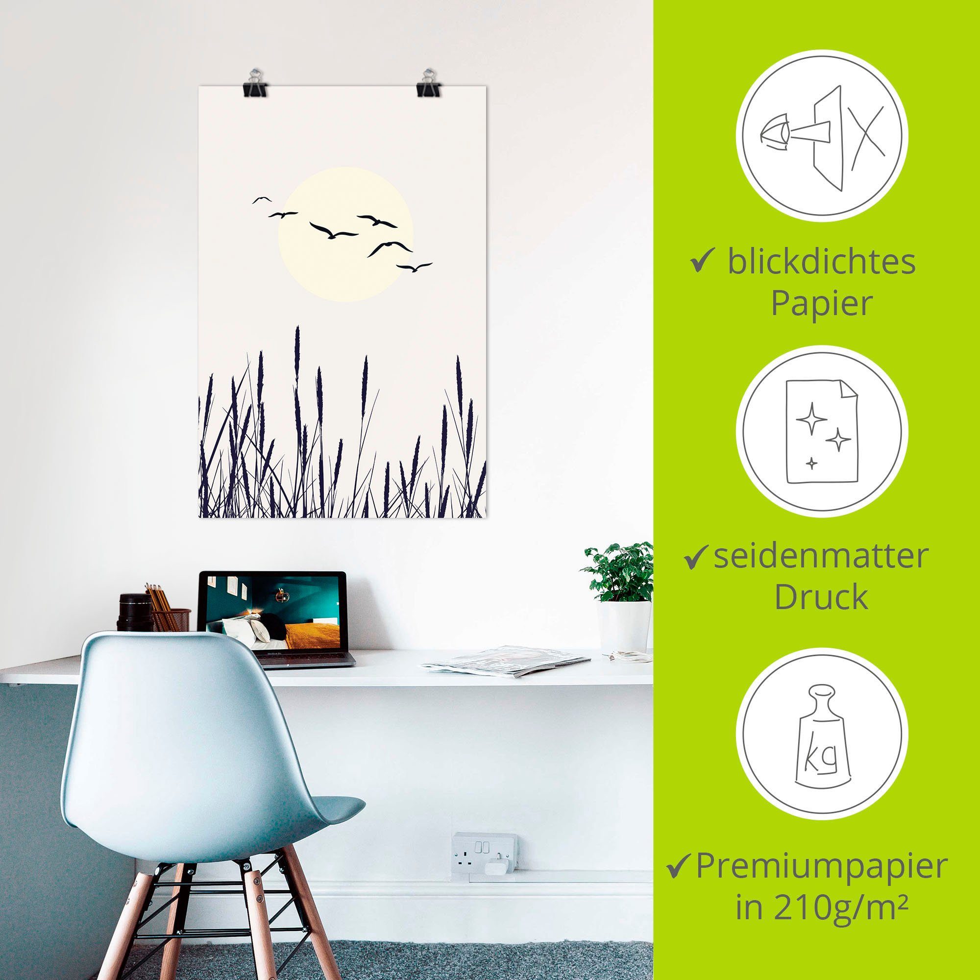 Artland Artprint Schaduw van de zon als artprint van aluminium, artprint op linnen, muursticker of poster in verschillende maten