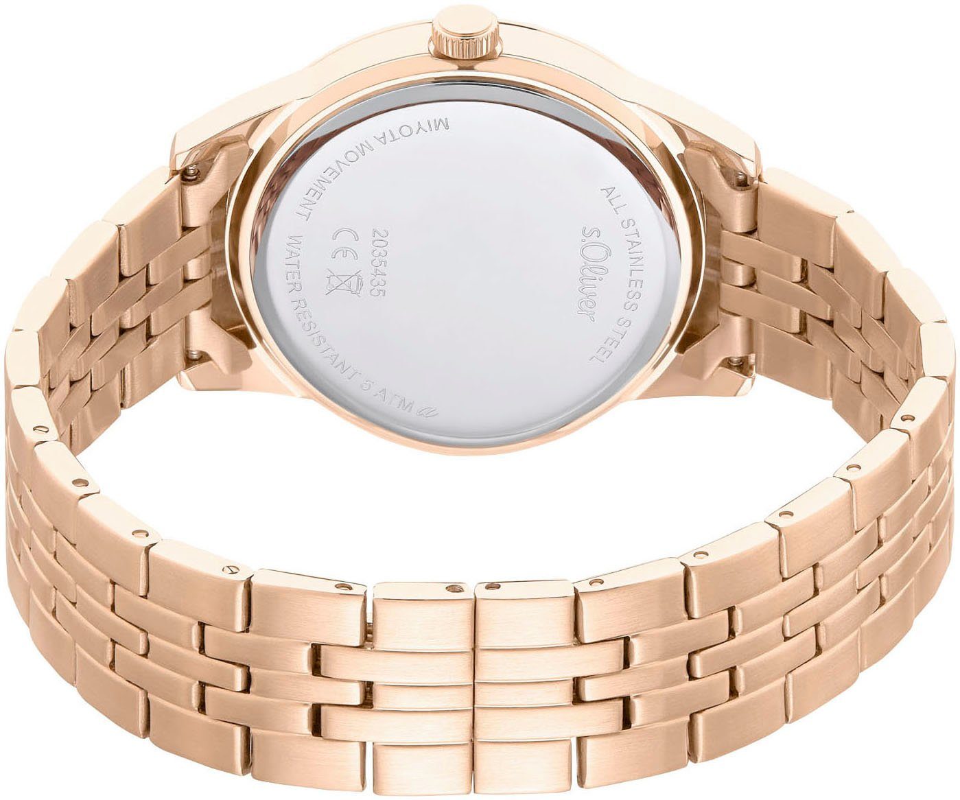 s.Oliver Kwartshorloge Armbandhorloge, dameshorloge, analoog, zirkonia (synth.), roestvrij staal armband