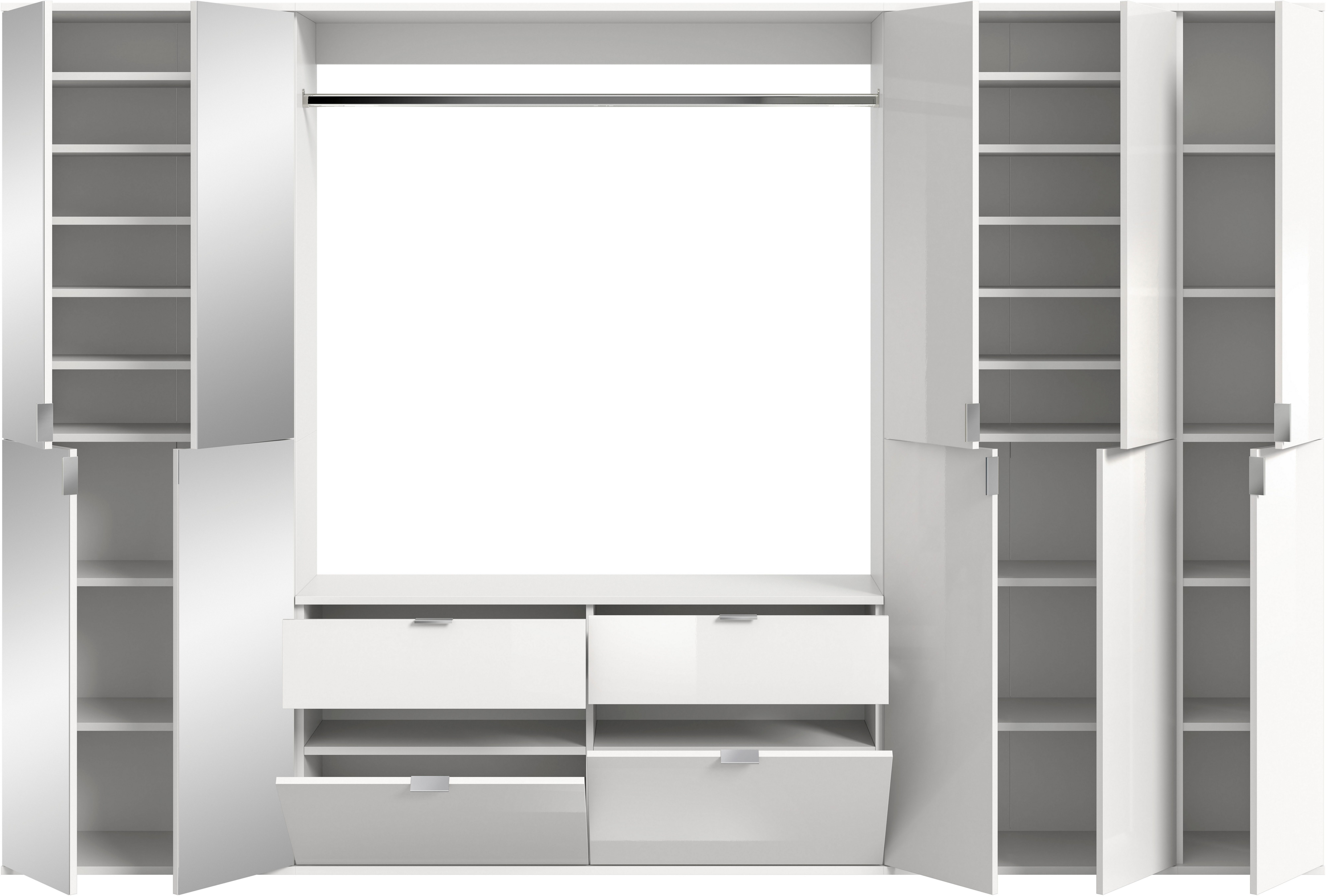 INOSIGN Halmeubelset Trondheim, Breedte 273 cm, 6-delig, bestaande uit: 3x garderobekast, 1 commode, 1 kledingstang, 1 legplank (set, 5-delig)