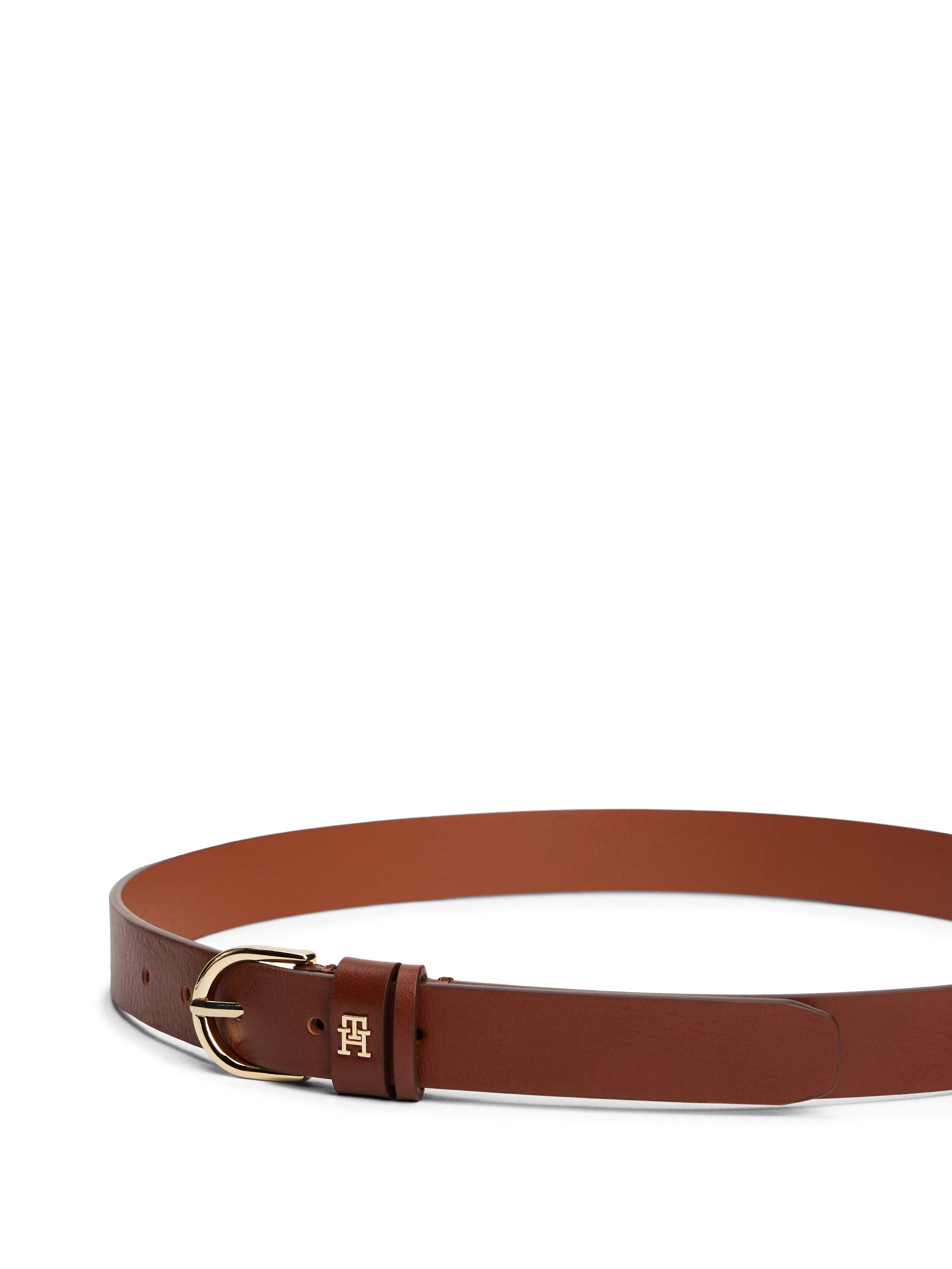 Tommy Hilfiger Leren riem ESSENTIAL EFFORTLESS 2.5 GOLD Logo-embleem, zachte haptiek, ovale eenvoudige pin sluiting