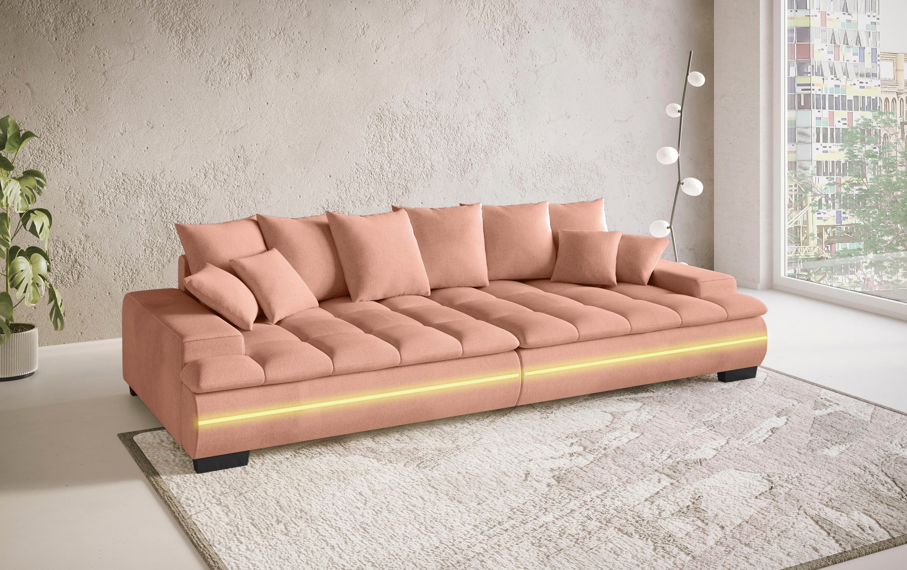 Mr. Couch Megabank Haiti II RGB-LED RGB-LED verlichting, met ambachtelijk gemaakte comfort-stiksel