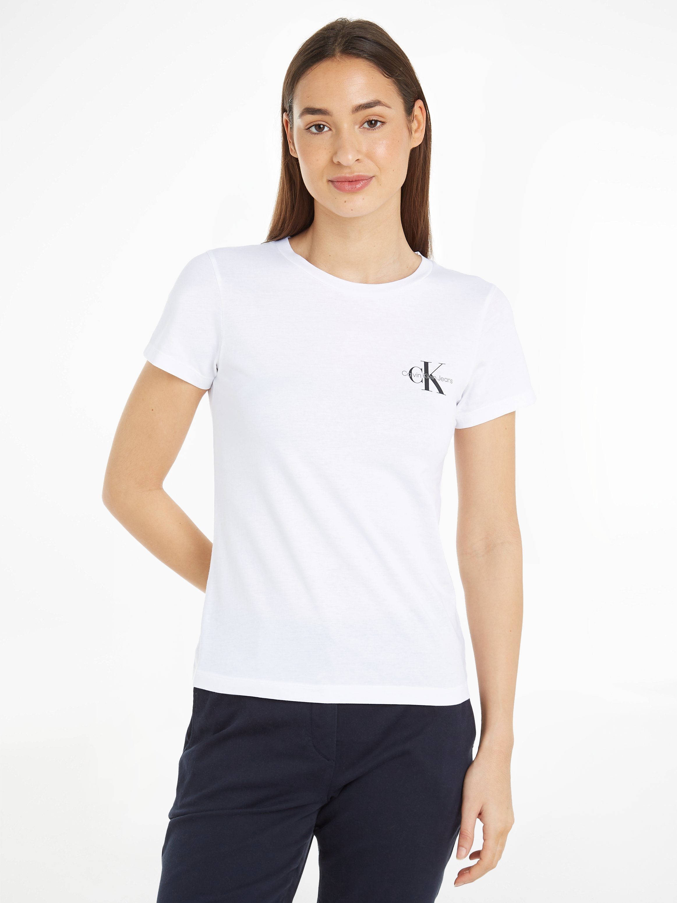 Calvin Klein Shirt met ronde hals 2-PACK MONOLOGO SLIM TEE met calvin klein jeans logoprint op borsthoogte (2-delig, Set van 2)