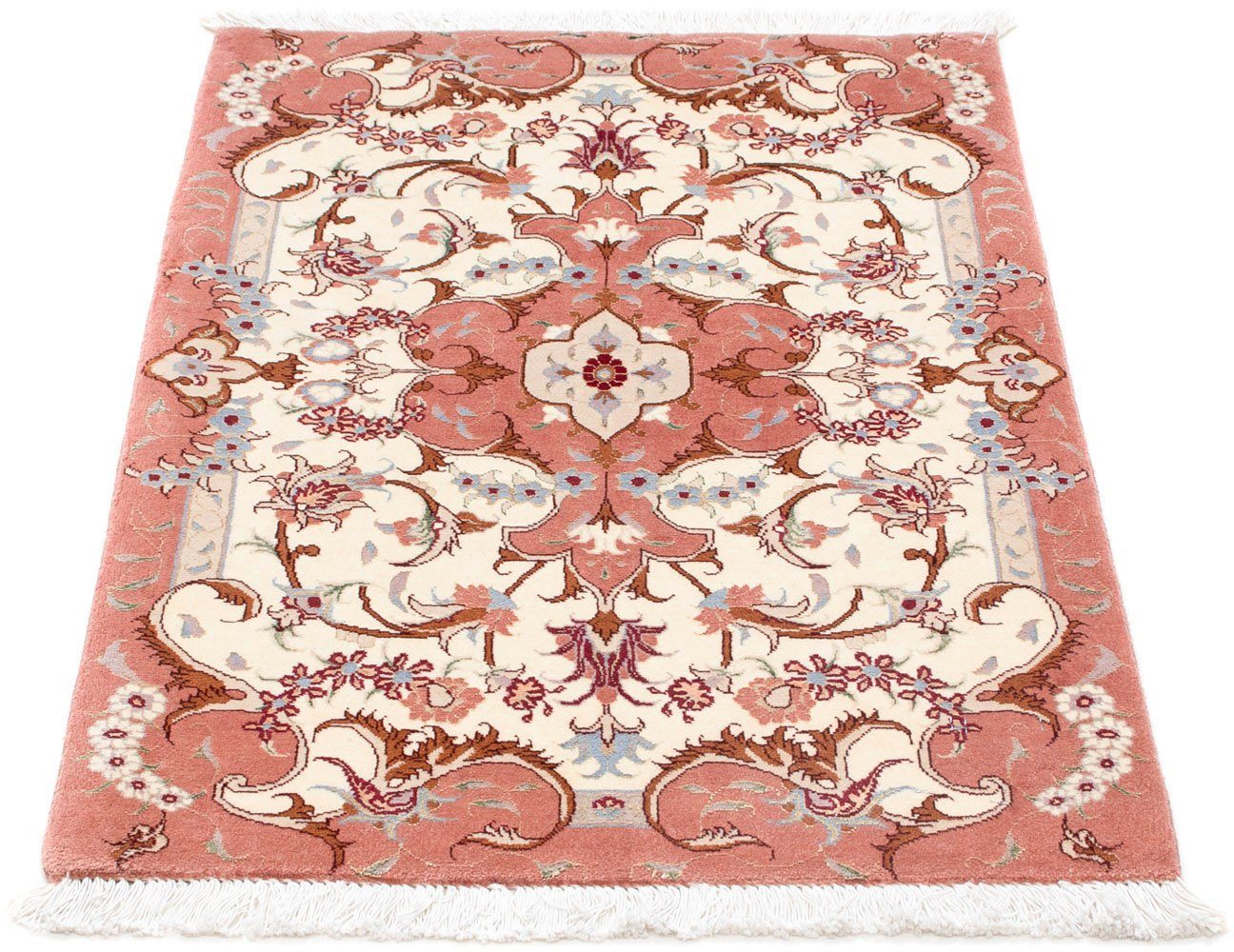 morgenland Wollen kleed Rafsanjan bloemmotief Blu scuro 70 x 53 cm Handgeknoopt