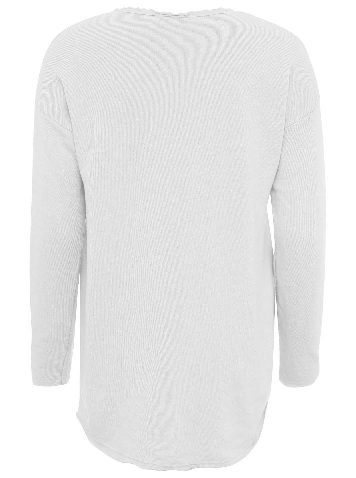 Zwillingsherz Sweatshirt "Positive Mind" met v-halslijn in used look en stempelprint