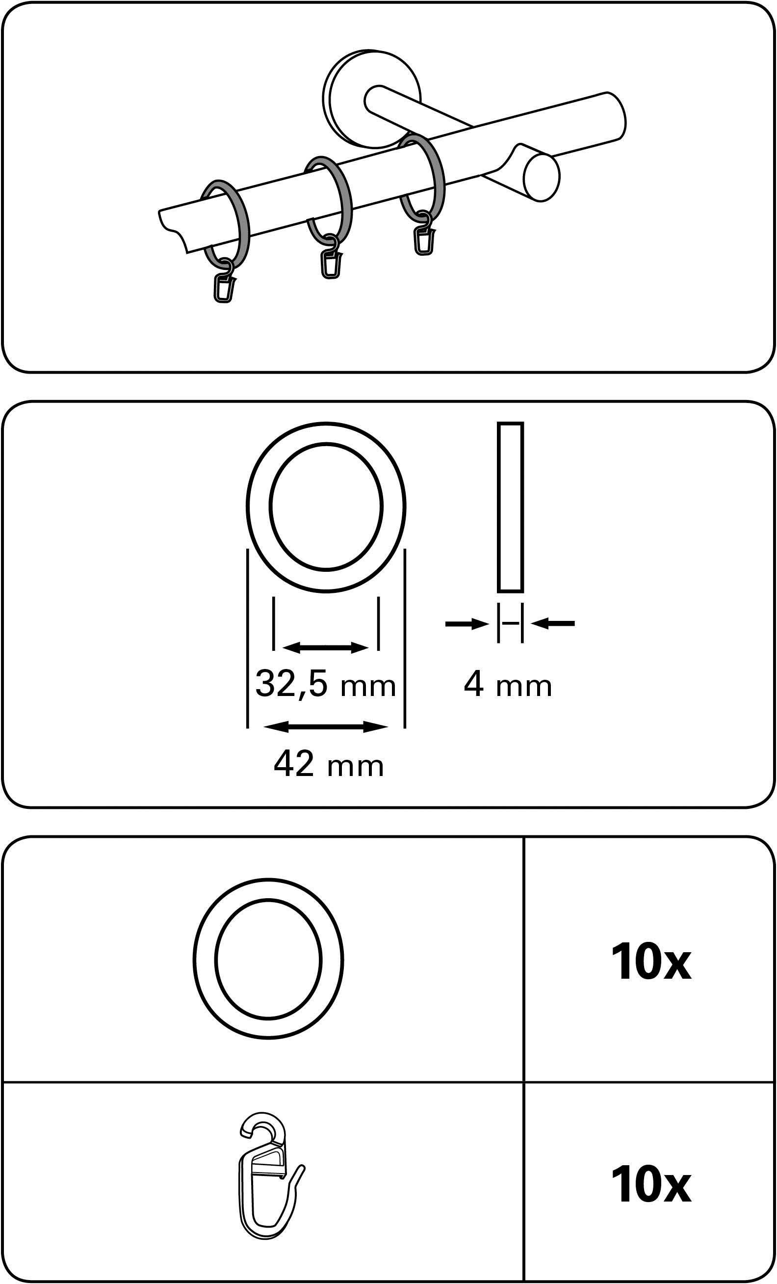 GARDINIA Gordijnring Met glij-inleg Serie gordijnroedenset 1-sporige cilinder ø 22x25 mm (10 stuks)