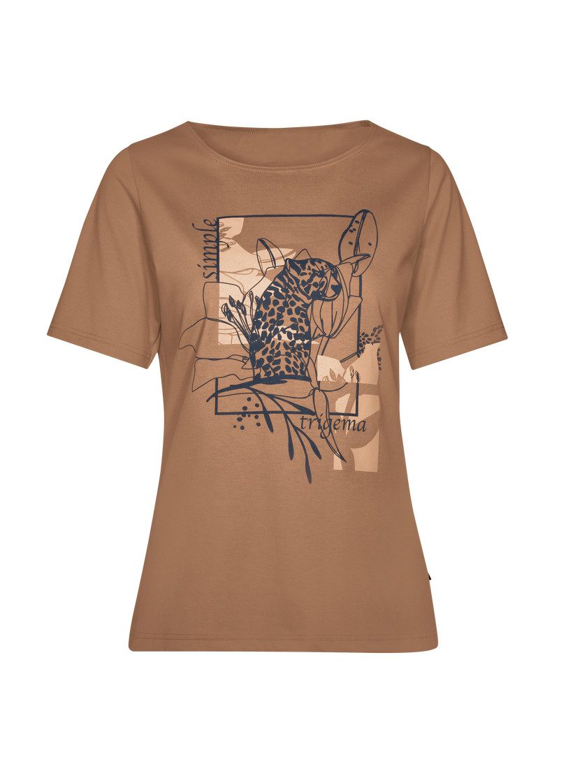 Trigema T-shirt met bloemrijk leopard-print (1-delig)