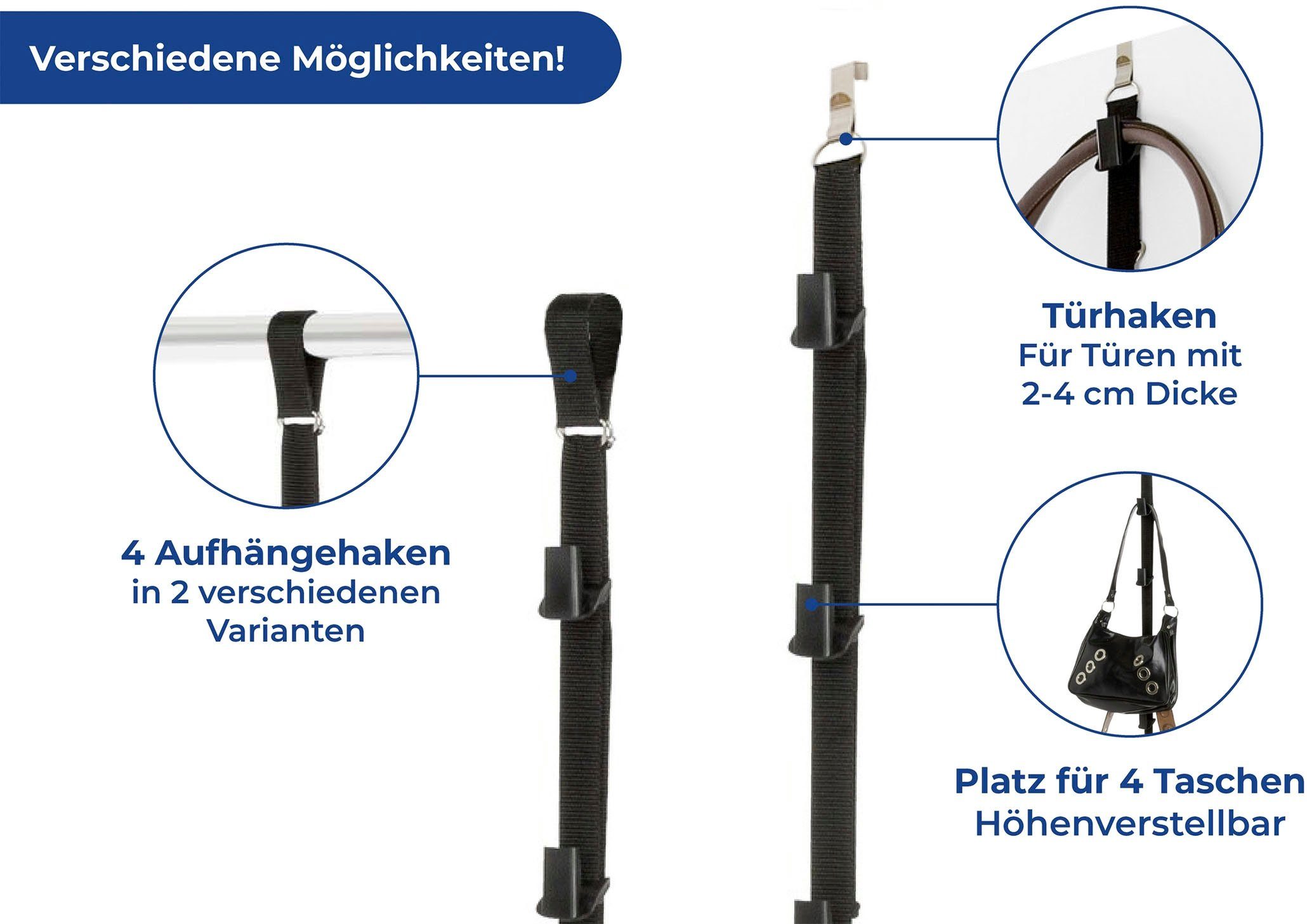 Maximex Deurrekje Tasgarderobe incl. haak voor deurbreedtes van 2 - 4 cm (set, 2 stuks)