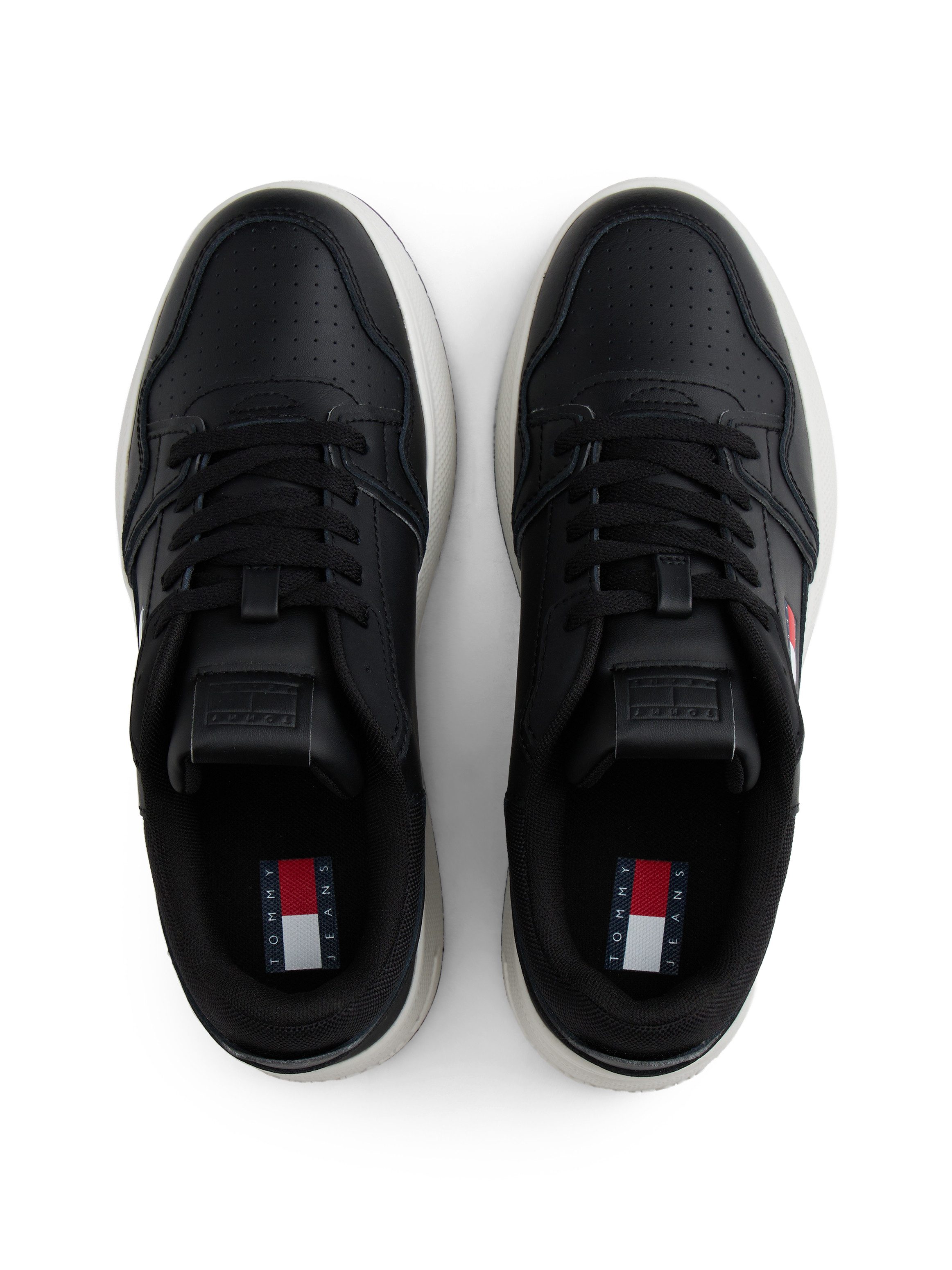 TOMMY JEANS Sneakers met sleehak TJW RETRO BASKET FLATFORM , plateau, vrijetijdsschoen, veterschoen, met perforaties, in basket-look