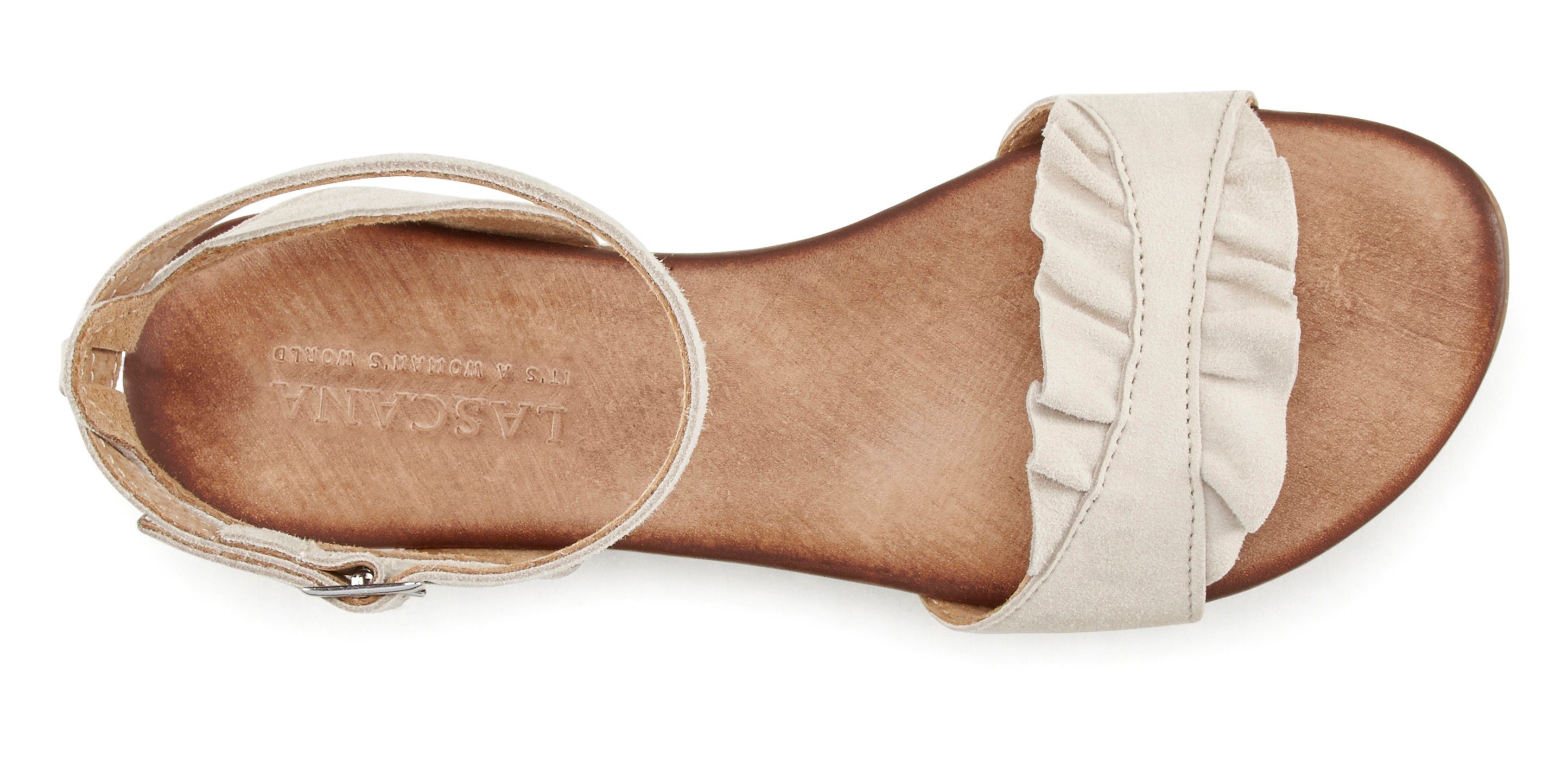 Lascana Sandalen Zomerschoen Sandalette, zomerschoen van hoogwaardig leer met kleine ruches