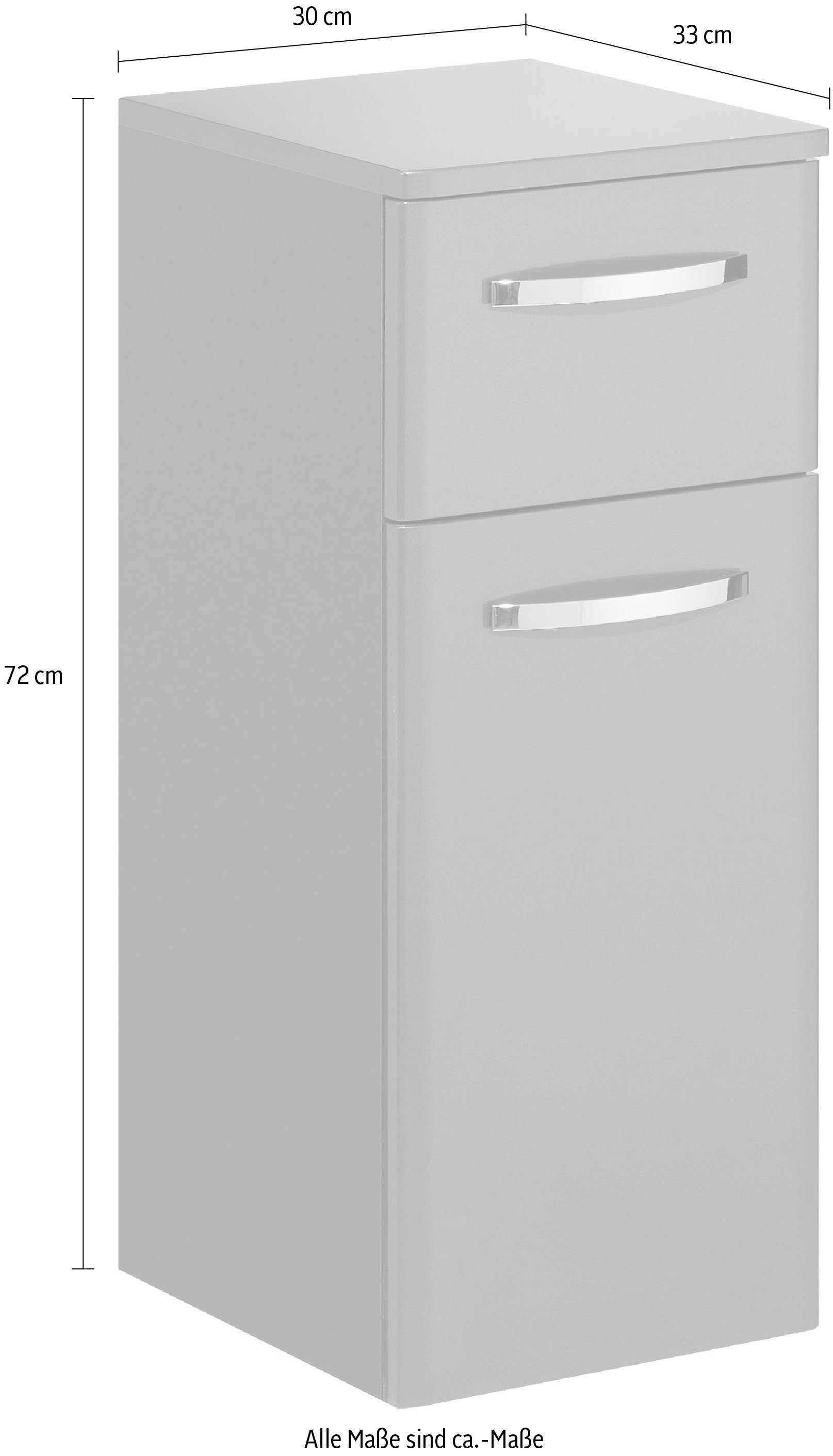 Saphir Onderkast Quickset 327 Badkamermeubel, 1 deur, 1 lade, 30 cm breed Badkamer-onderkast inclusief deurdemper, grepen in glanzend chroom