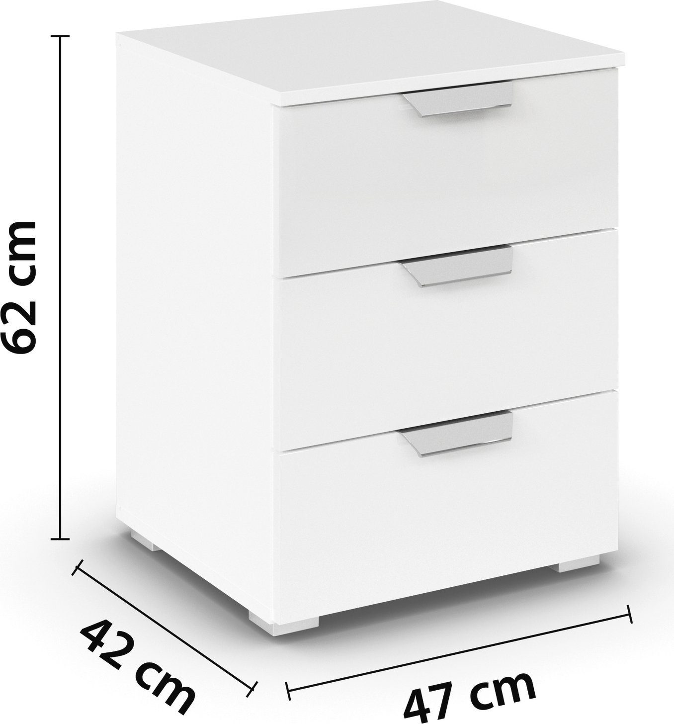 rauch Nachtkastje Glamour by Aditio met hoogglans front, 3 lades met softclose-functie