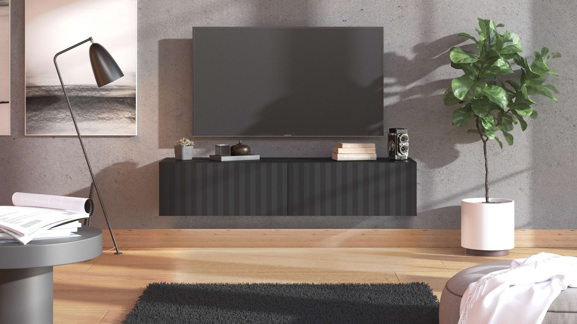 INOSIGN Tv-meubel Antibes TV-kast, Breedte 192/154 cm, TV-kast, TV-standaard lowboards zwart