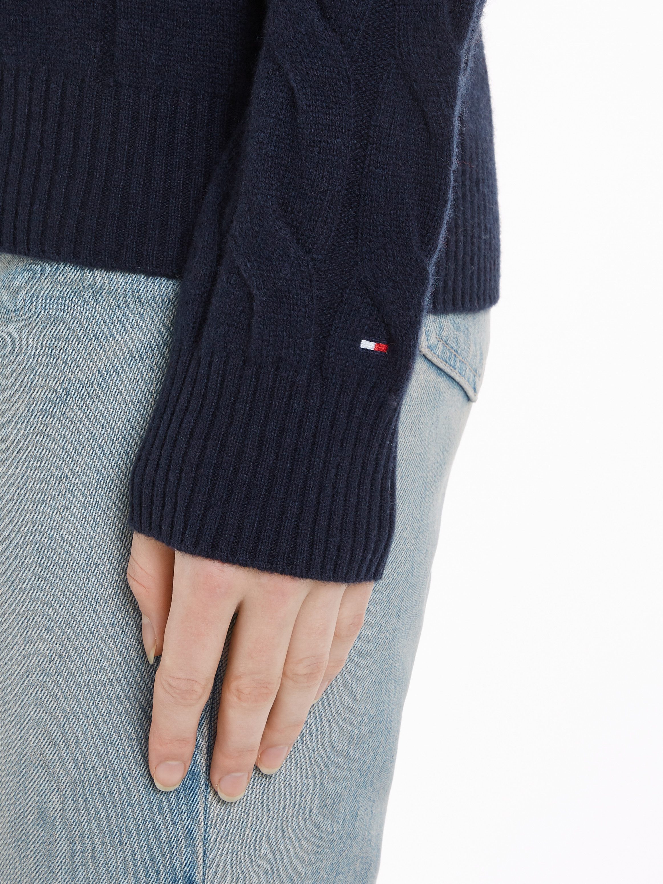 Tommy Hilfiger Gebreide trui SOFT WOOL CABLE C-NK met kabelpatroon ronde hals
