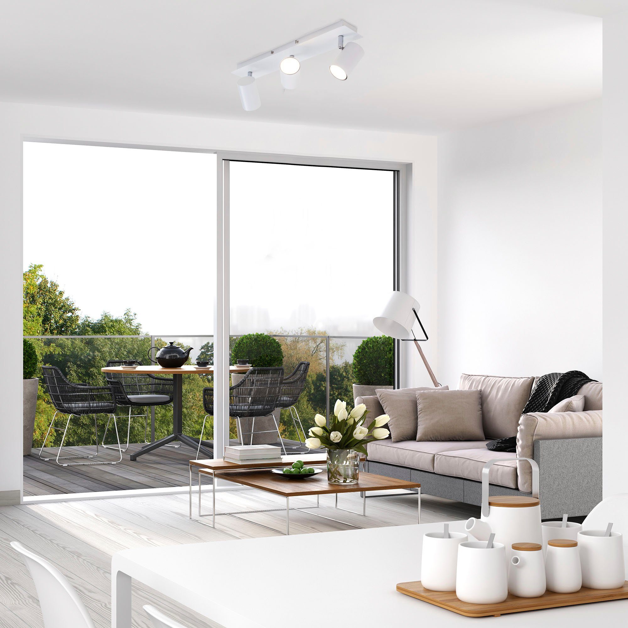 Briloner Leuchten Ledplafondspots 2857036 Run Plafondlamp, 45x8x12,3 cm, wit, max. 40W, GU10, woonkamer, gang, kantoor