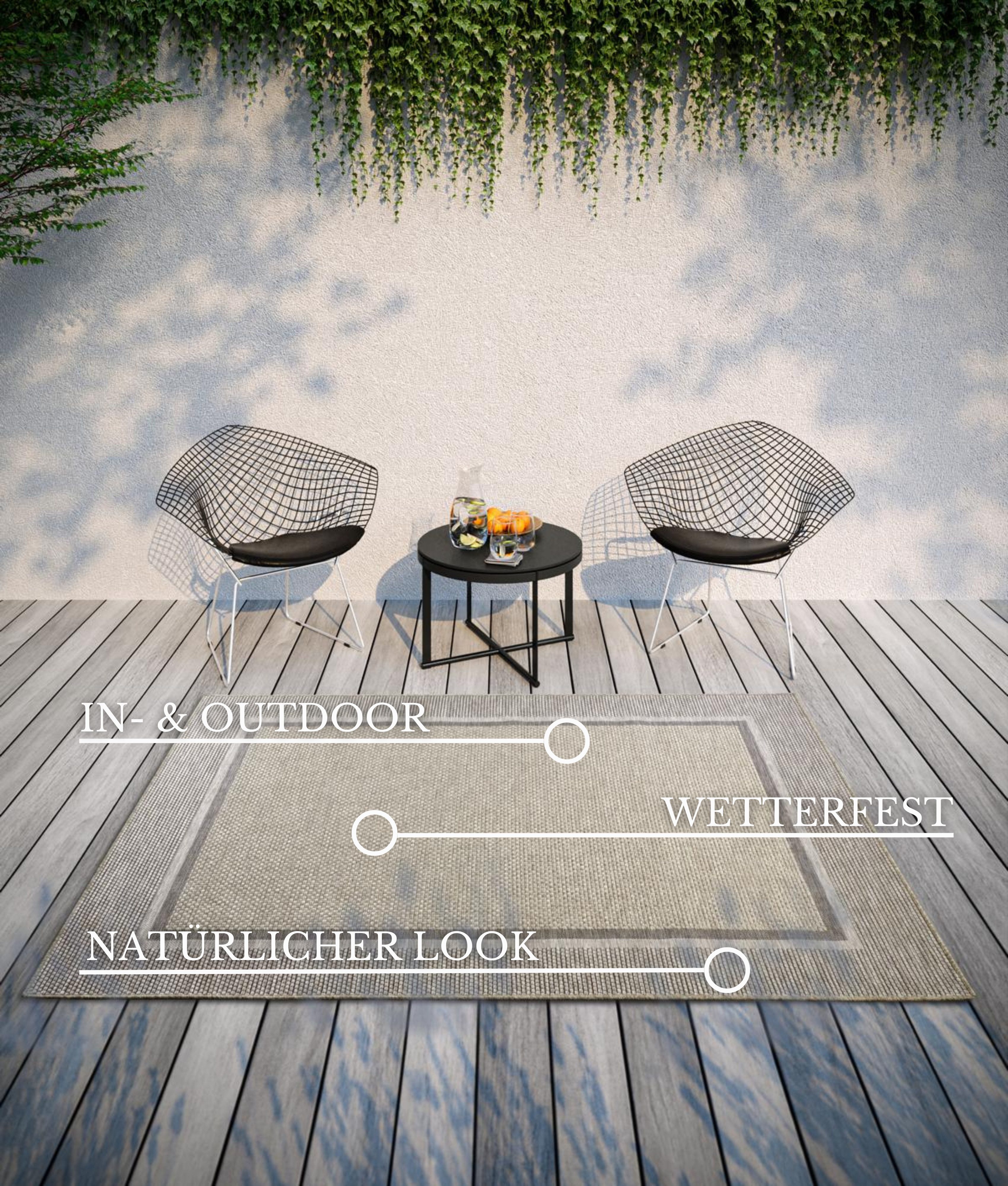 Villeroy & Boch Vloerkleed Luitwin In-& Outdoor, Vlakweefsel, weerbestendig, Terras, Balkon, natuurlijk, modern