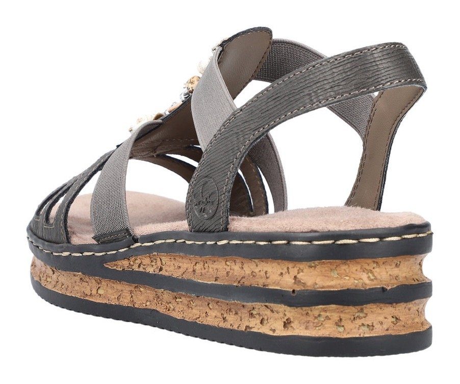 Rieker Sandalen zomerschoen, sandaal, sleehak, met decoratieve steentjes