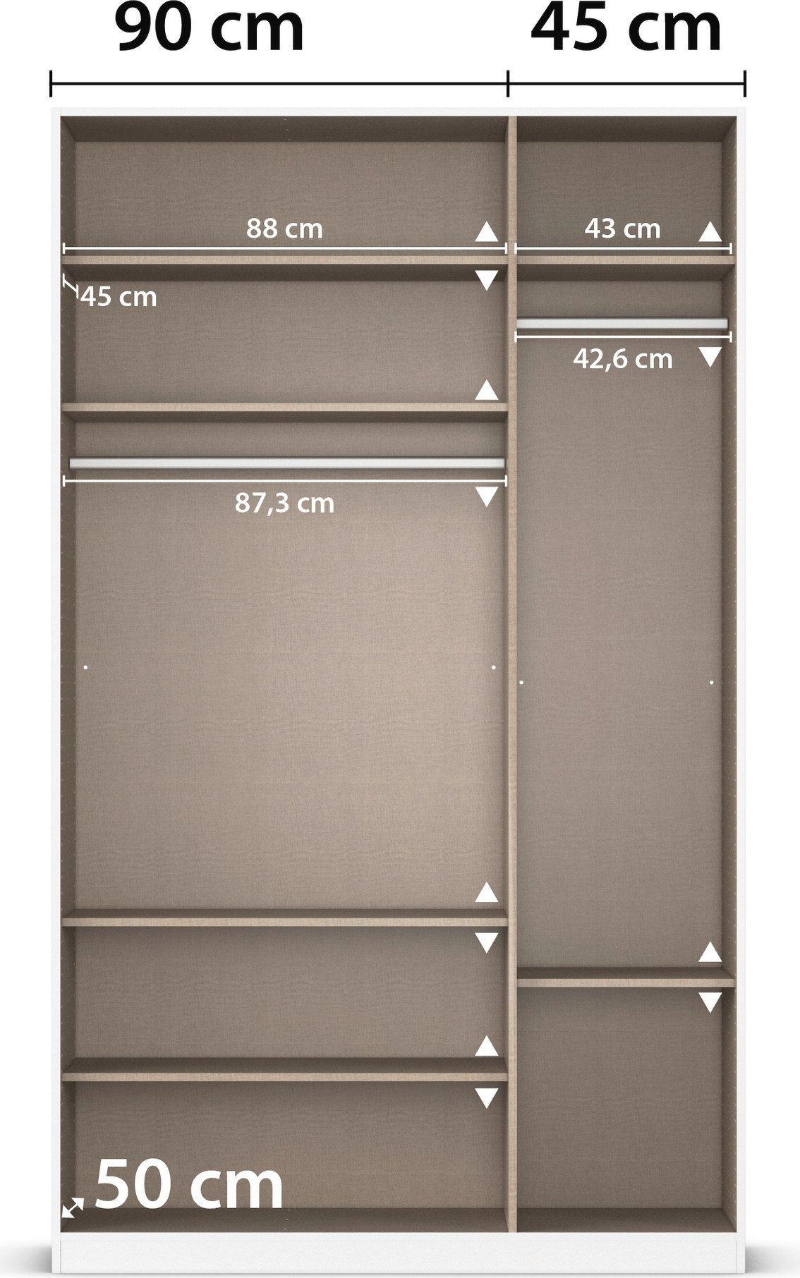 rauch Draaideurkast Kledingkast kast garderobe AGORDO met decor- of hoogglansfront doordachte binnenuitrusting, in 6 breedtes en 2 hoogtes made in germany
