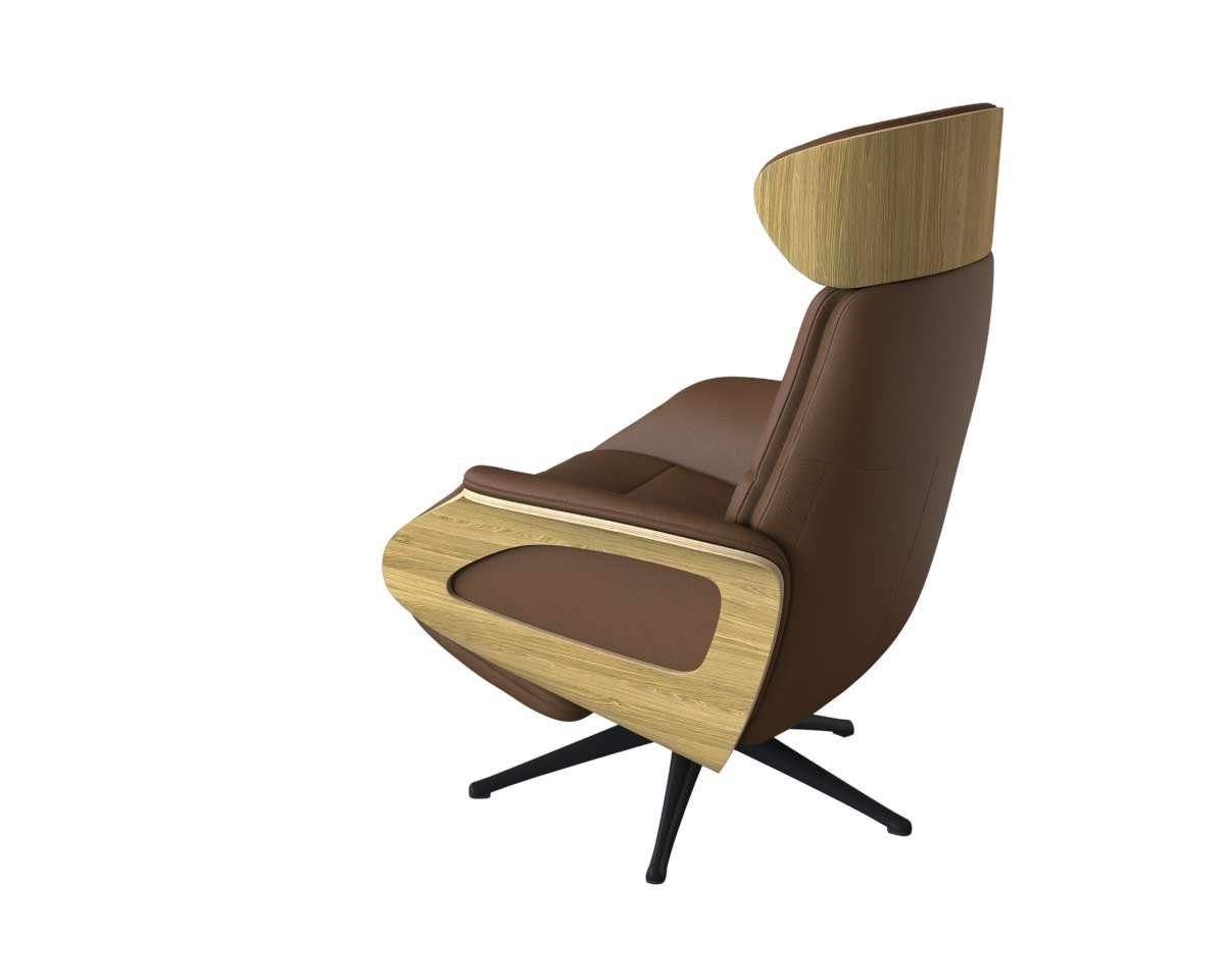 FLEXLUX Relaxfauteuil Clement praktische elektrische fauteuil Maat M, elektrische rug- en voetensteun, accu, armleuning Eiken, zwarte poot