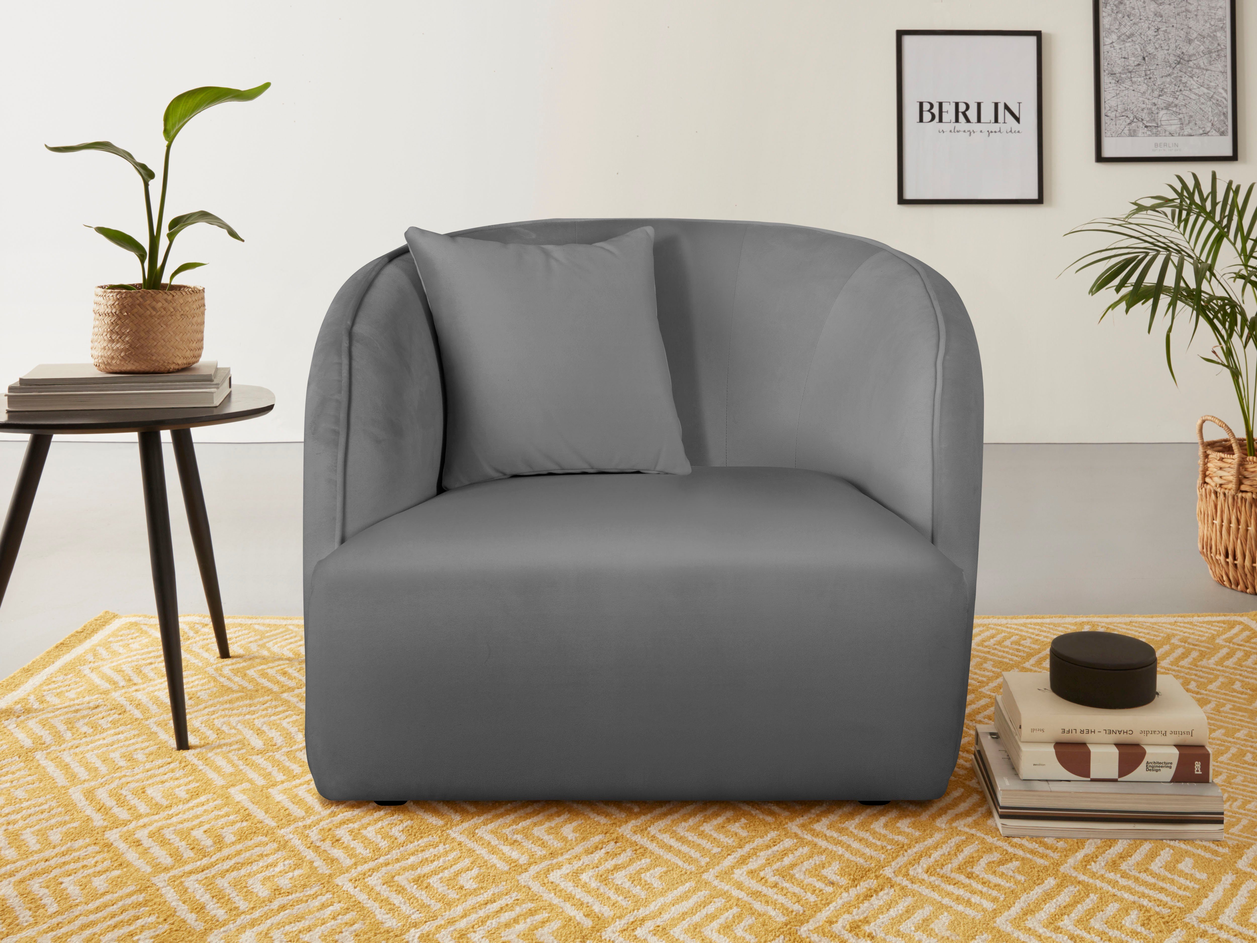 andas Fauteuil Kreukelzone ook met bouclé-bekleding fauteuils grijs