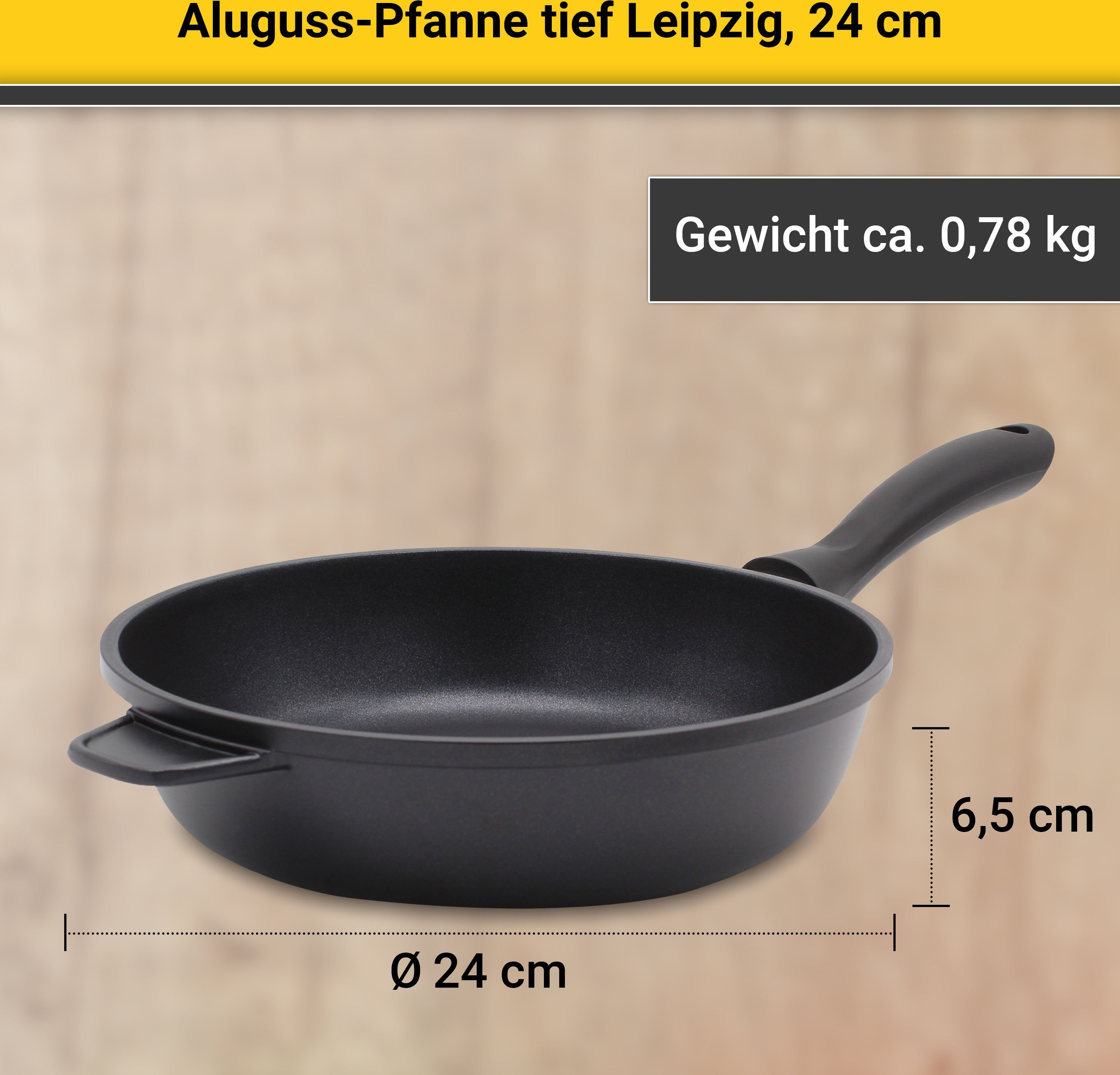 Krüger Koekenpan Alugietpan diep LEIPZIG hoogwaardige anti-aanbaklaag, diepe uitvoering (1-delig)