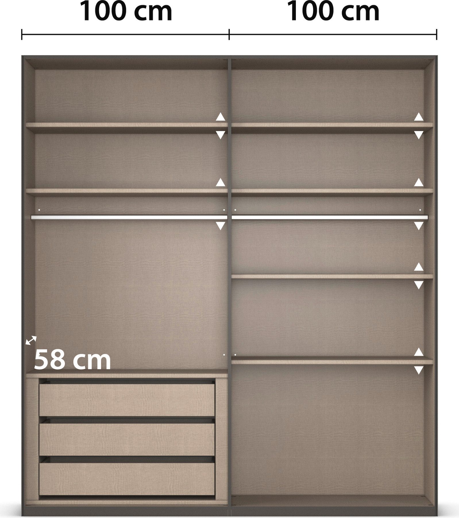 rauch Schuifdeurkast Kledingkast Kast Garderobe Slaapkamerkast LUMIS met glazen deuren van transparant grijs glas made in germany