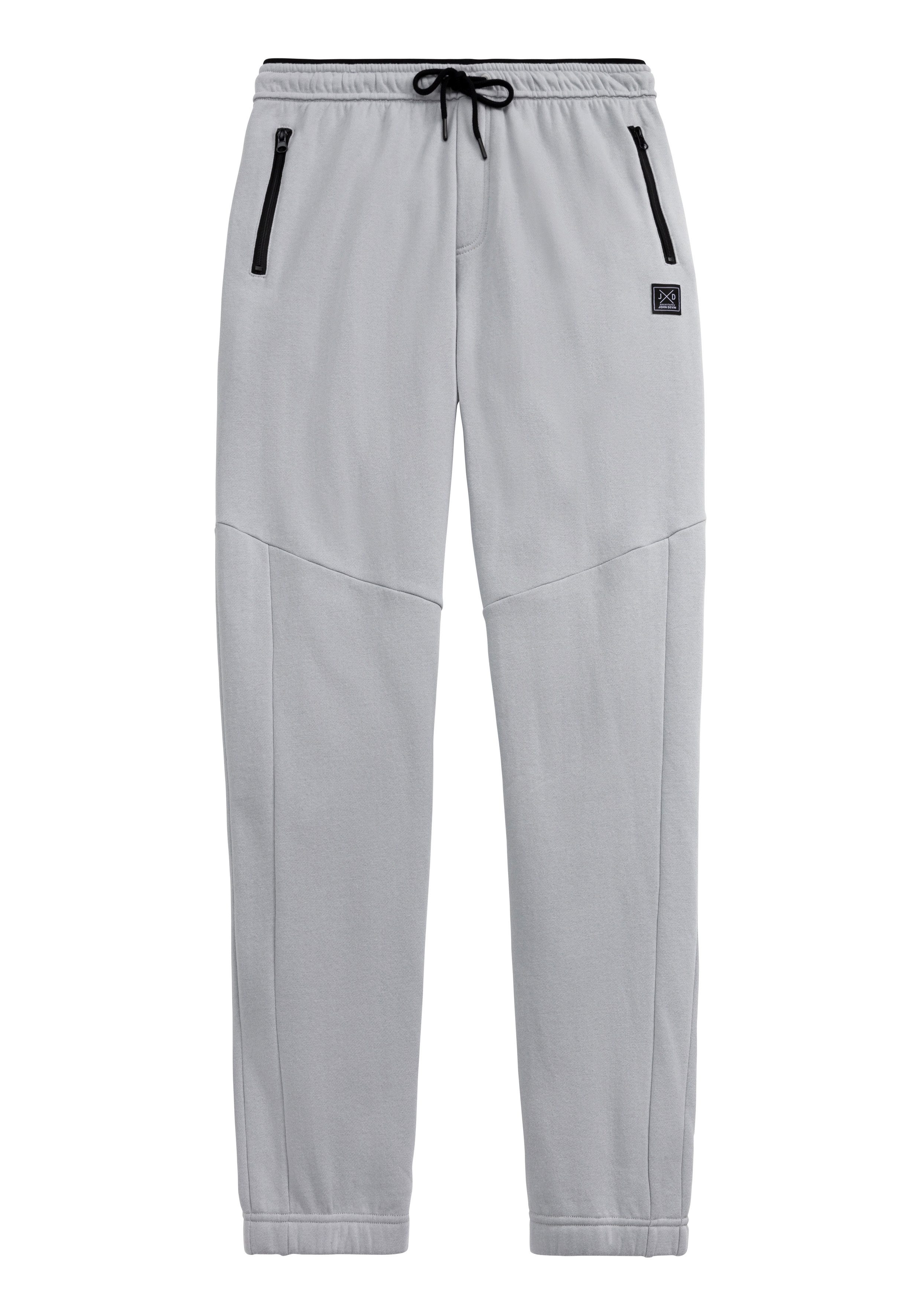John Devin Sweatbroek Joggingbroek met zijzakken en bindband van katoenmix