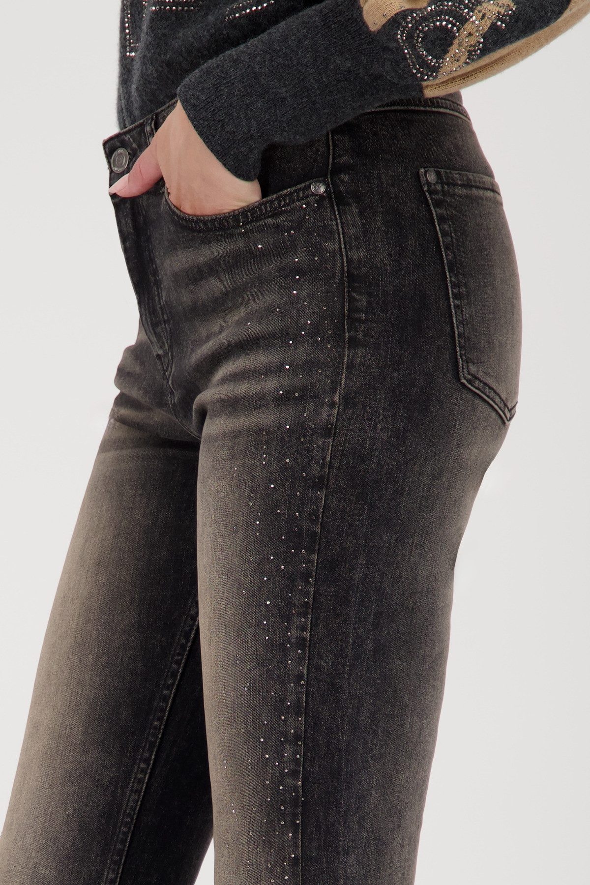 Monari Straight jeans Regular fit met strass-stenen