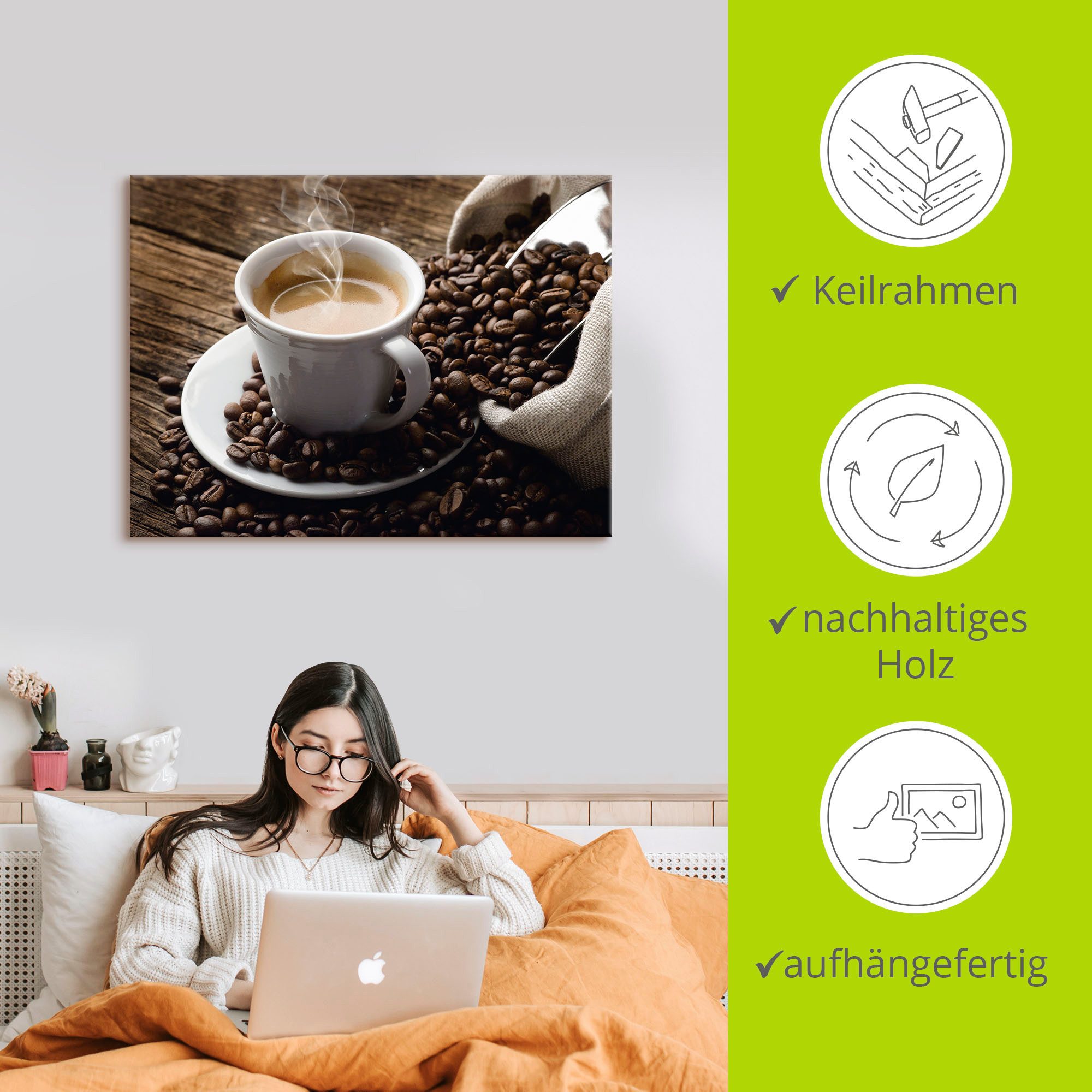 Artland Artprint Hete koffie - hete koffie als artprint van aluminium, artprint voor buiten, artprint op linnen, poster, muursticker