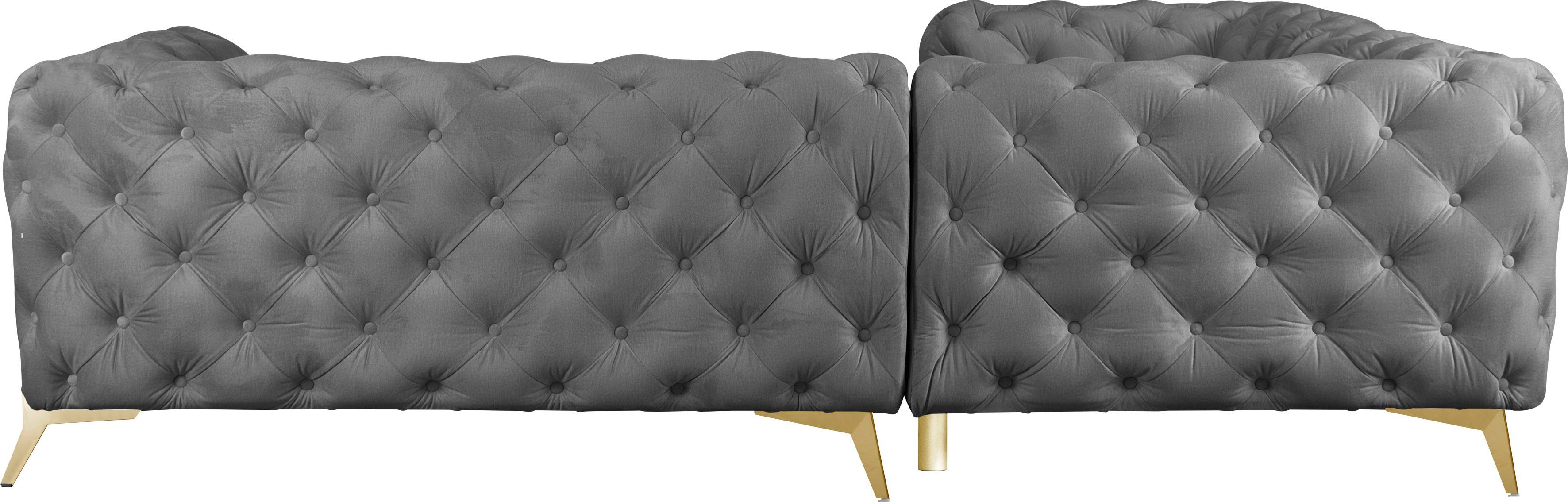 Leonique Chesterfield-bank Amaury L-vorm moderne chersterfield-look, breedte 262 cm, kleur van de poten ter keuze