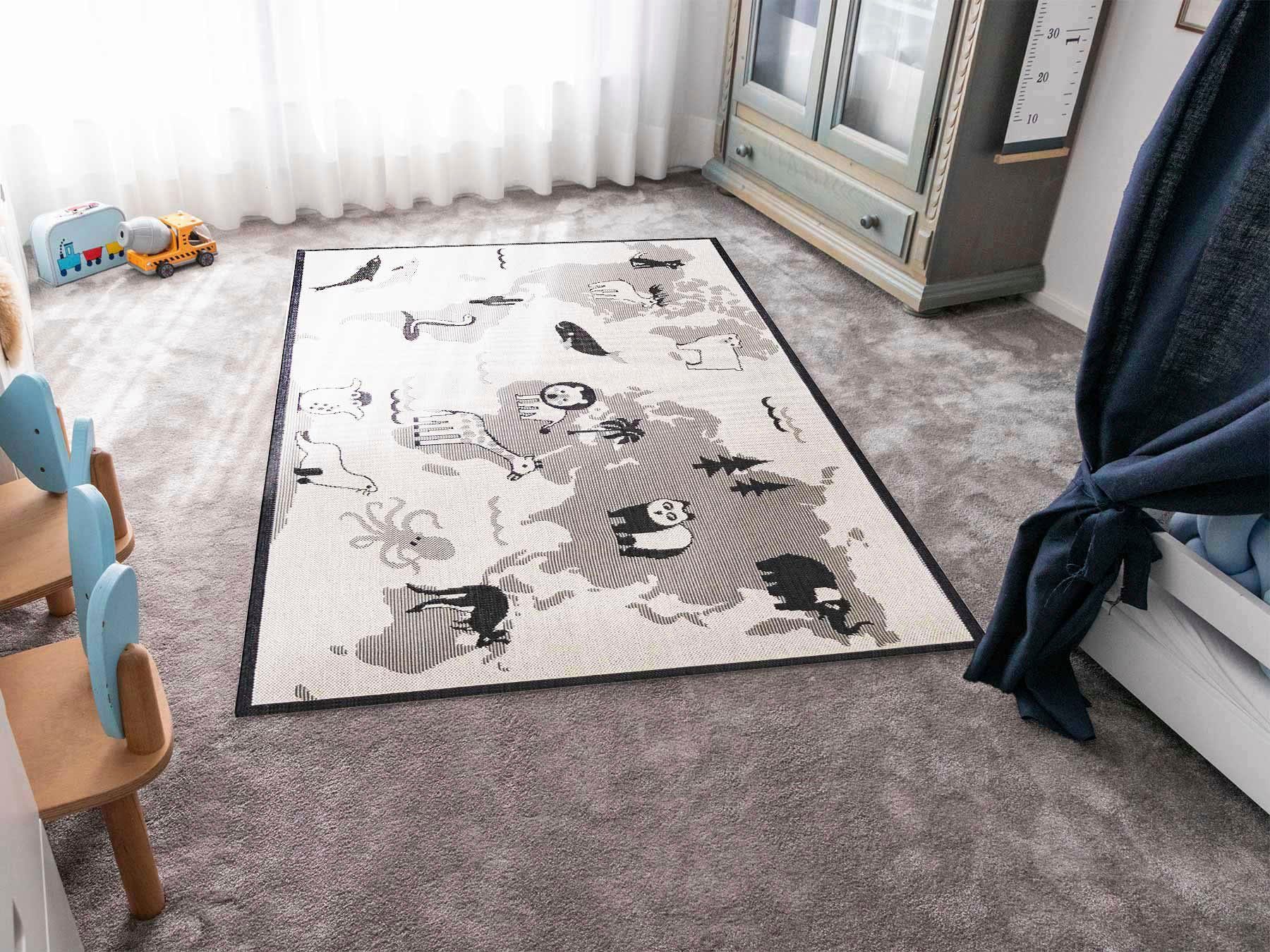Primaflor-Ideen in Textil Kindervloerkleed LINIA - wereldkaart Platweefsel, motief wereldkaart, geschikt voor binnen en buiten, kinderkamer