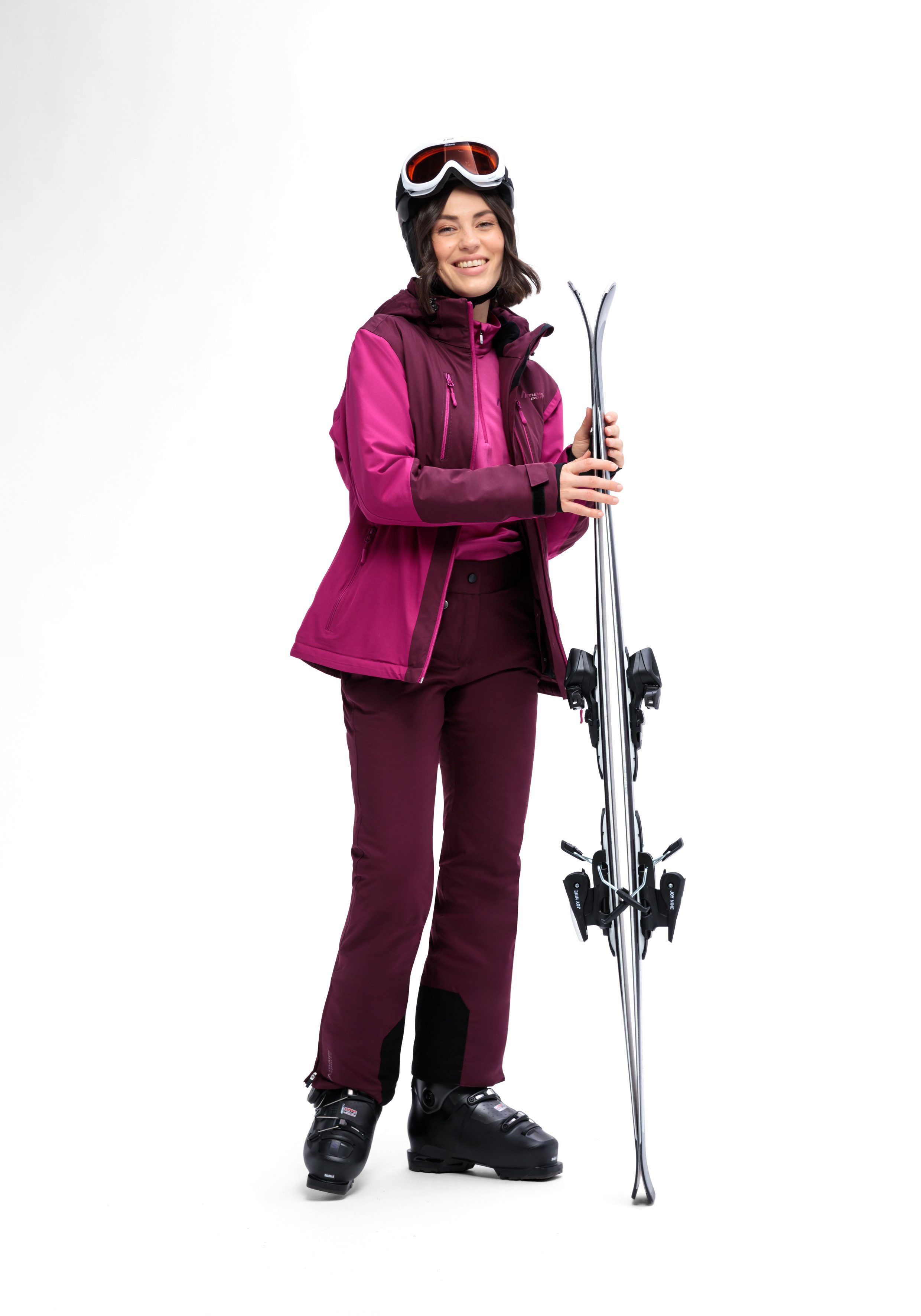Maier Sports Ski-jack Ina Dames winterjack waterdicht 5 ritszakken en capuchon regular fit