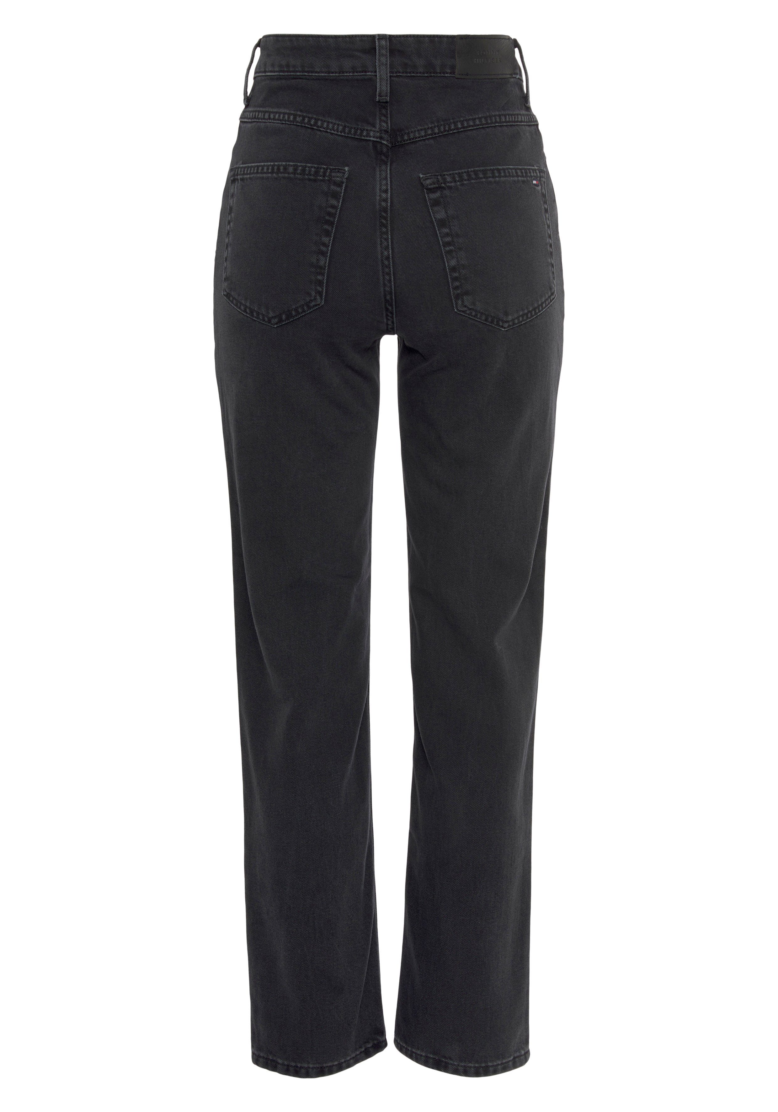 Tommy Hilfiger Straight jeans CLASSIC STRAIGHT HW met leren tommy hilfiger badge