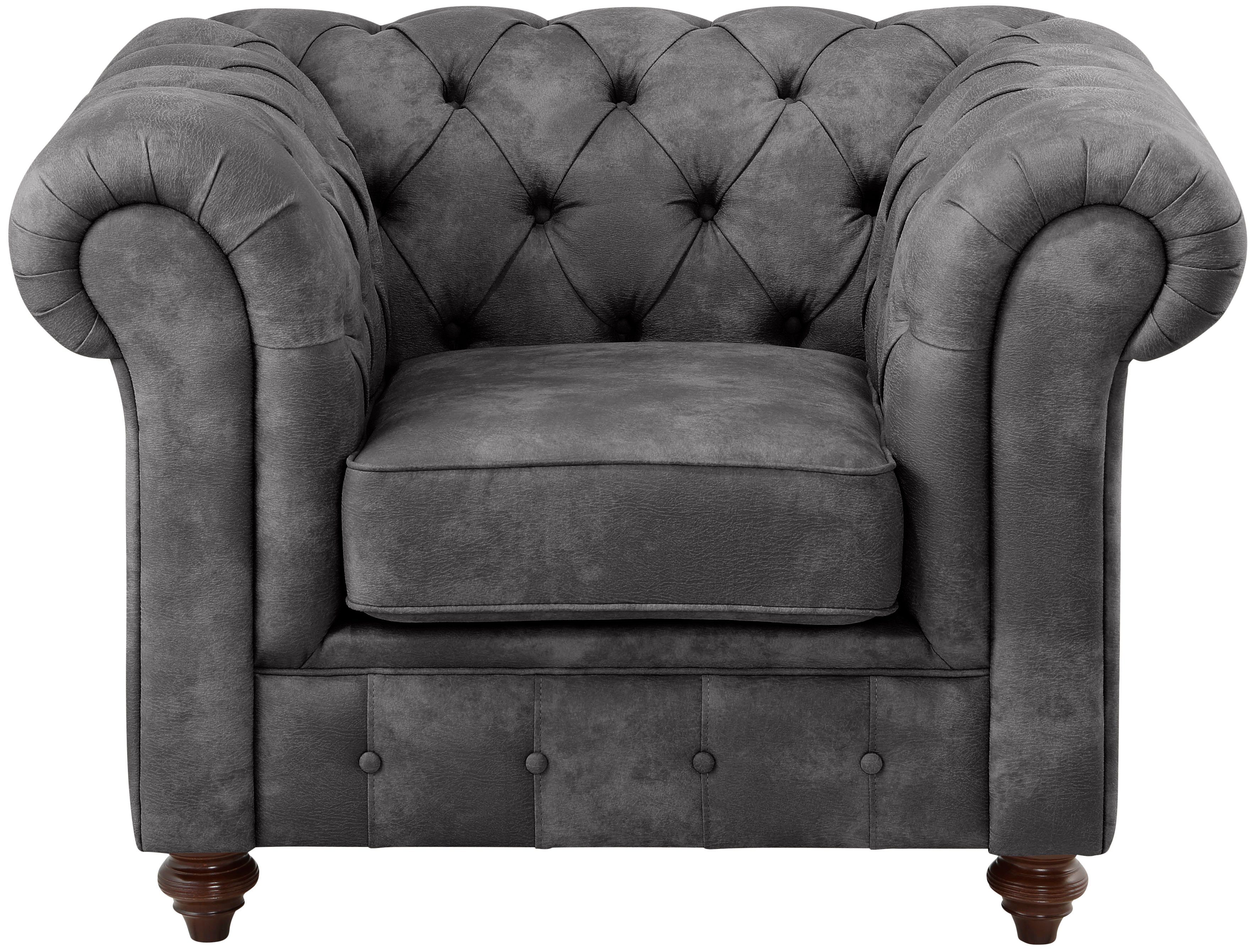 Home affaire Fauteuil Chesterfield B/D/H: 105/69/74 cm met hoogwaardige knoopdetails, ook in leer