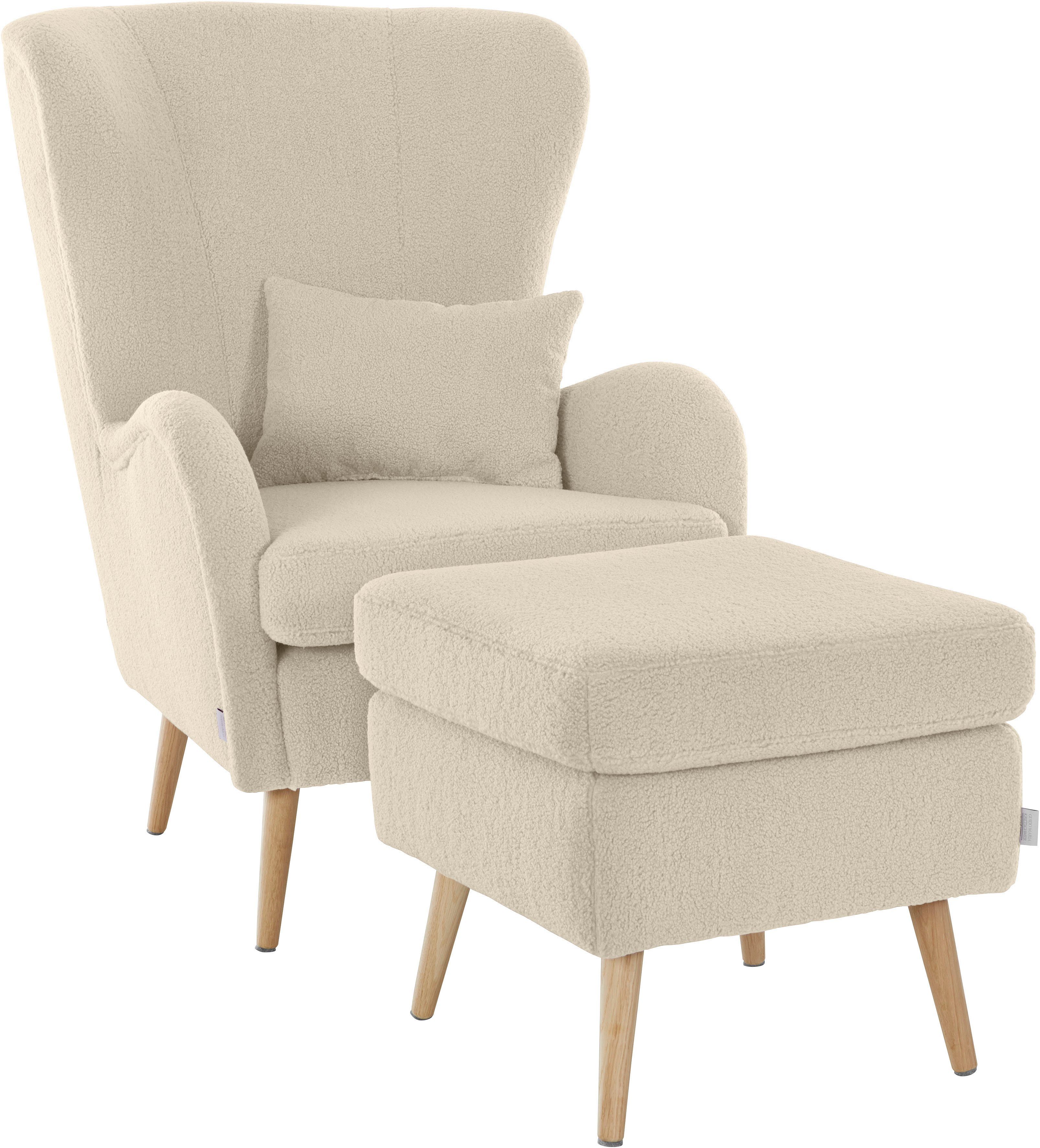 Guido Maria Kretschmer Home&Living Fauteuil Sallito, TV-stoel, oorfauteuil met Hocker, in veel stofkwaliteiten, ook in fluweelcord