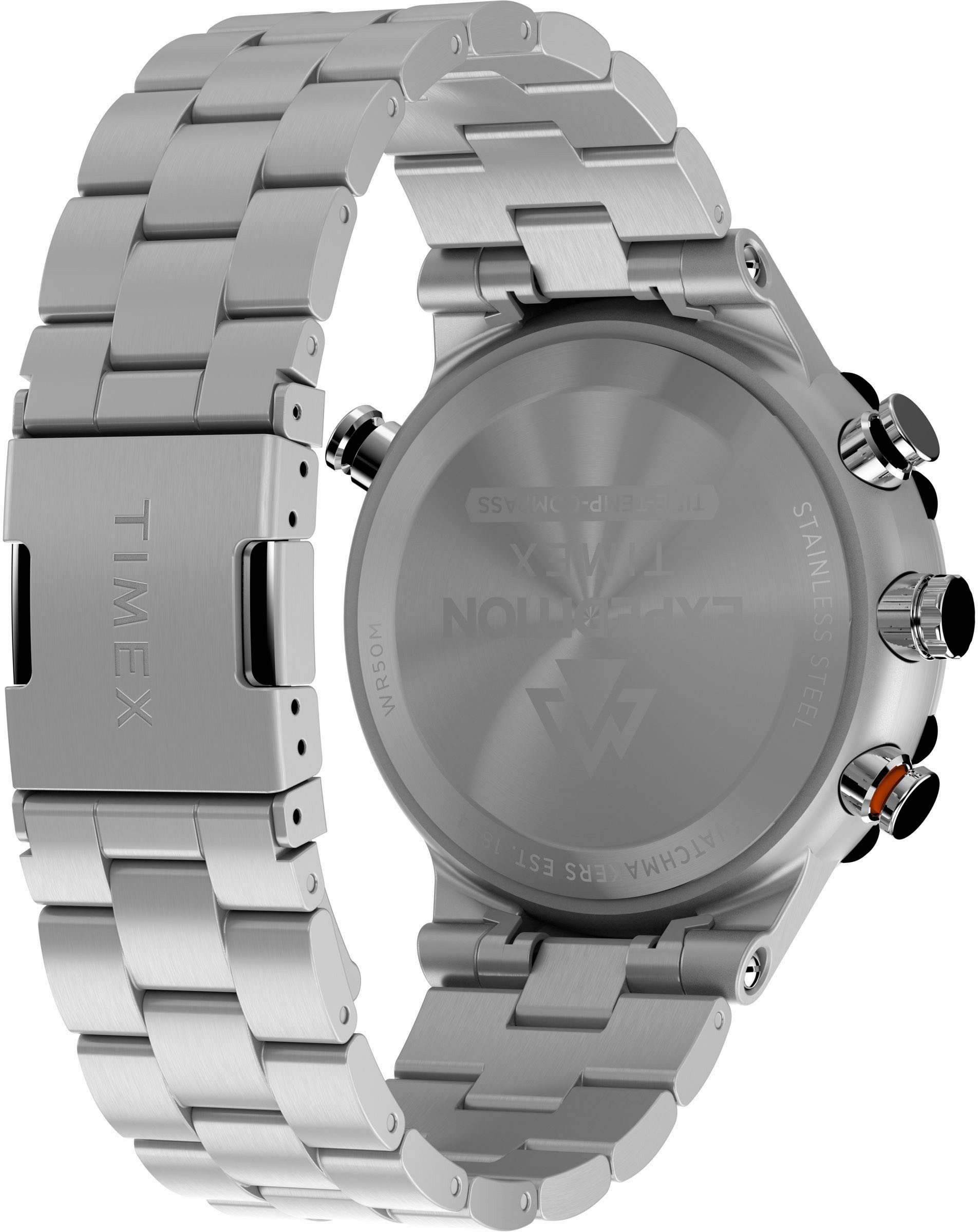Timex Kwartshorloge TIDE/TEMP/COMPASS Armbandhorloge, herenhorloge, roestvrij staal armband, datum, tot 10 bar waterdicht