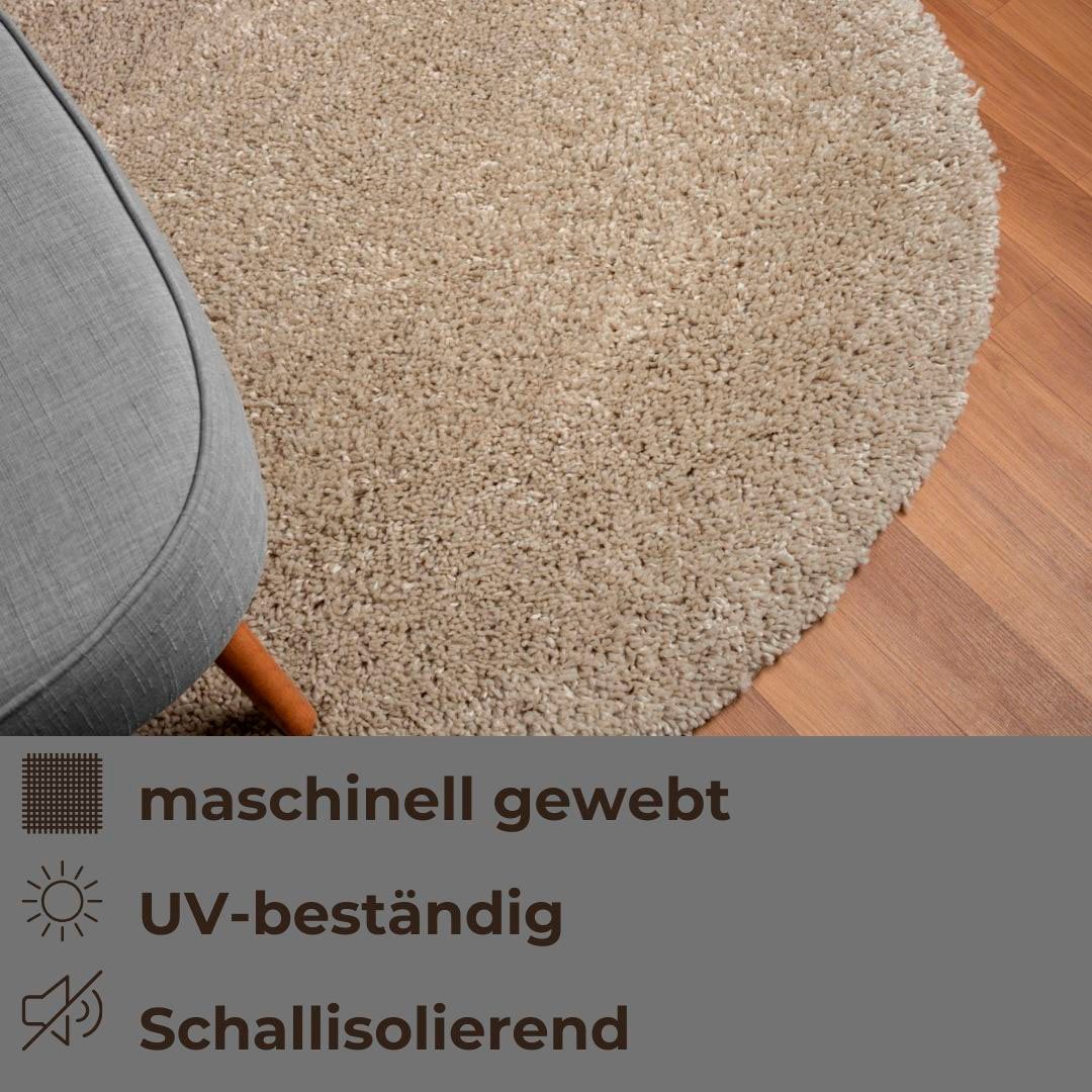 my home Hoogpolig vloerkleed Banji Uni-kleuren, zacht en fluffy, ook als rechthoekig verkrijgbaar