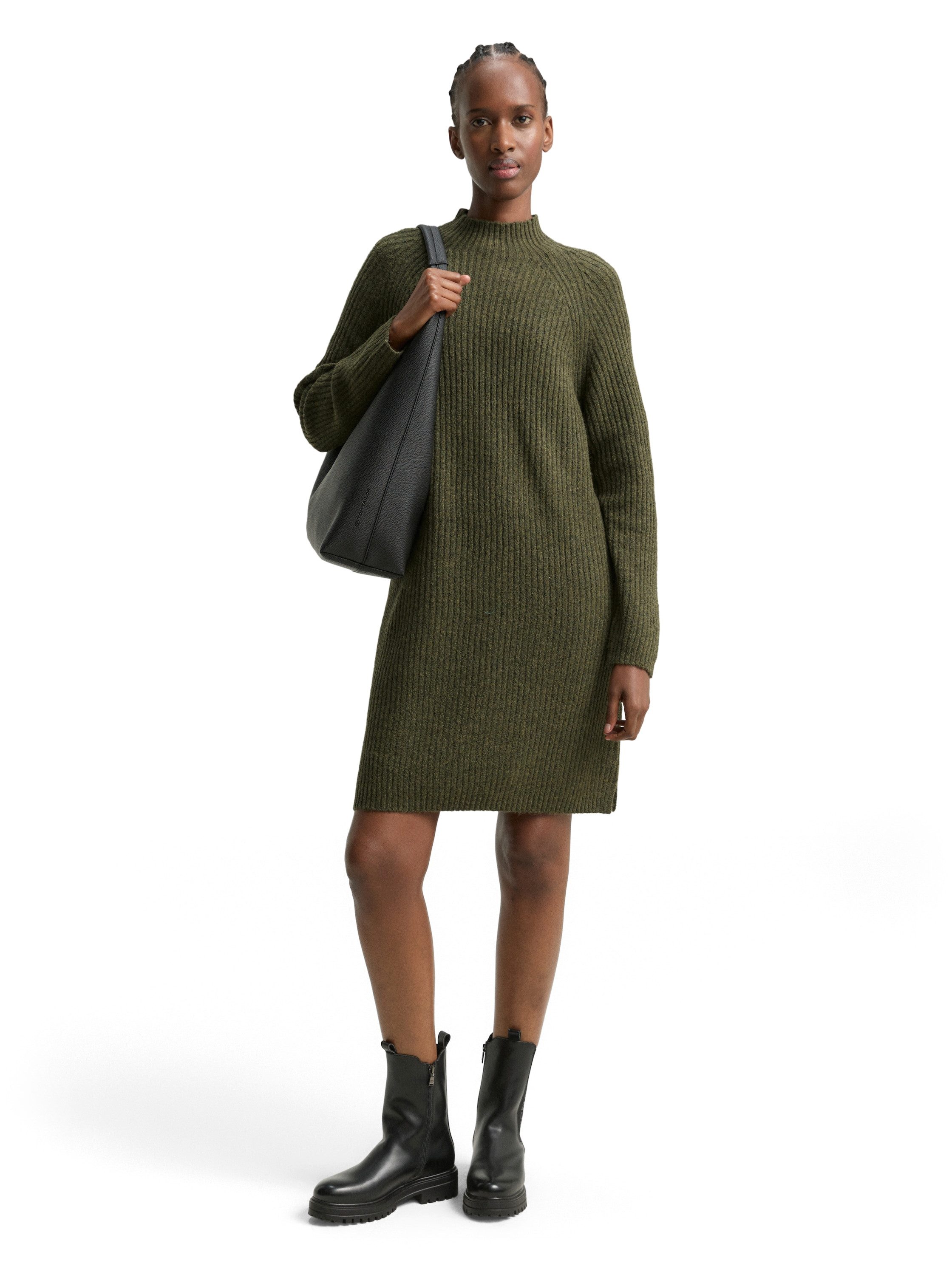 Tom Tailor Denim Gebreide jurk met opstaande kraag