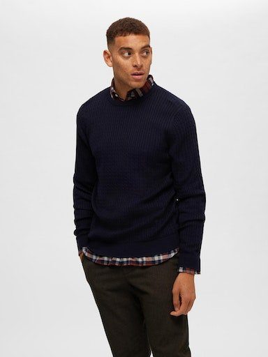 SELECTED HOMME Trui met ronde hals SLHBERG CABLE CREW NECK NOOS