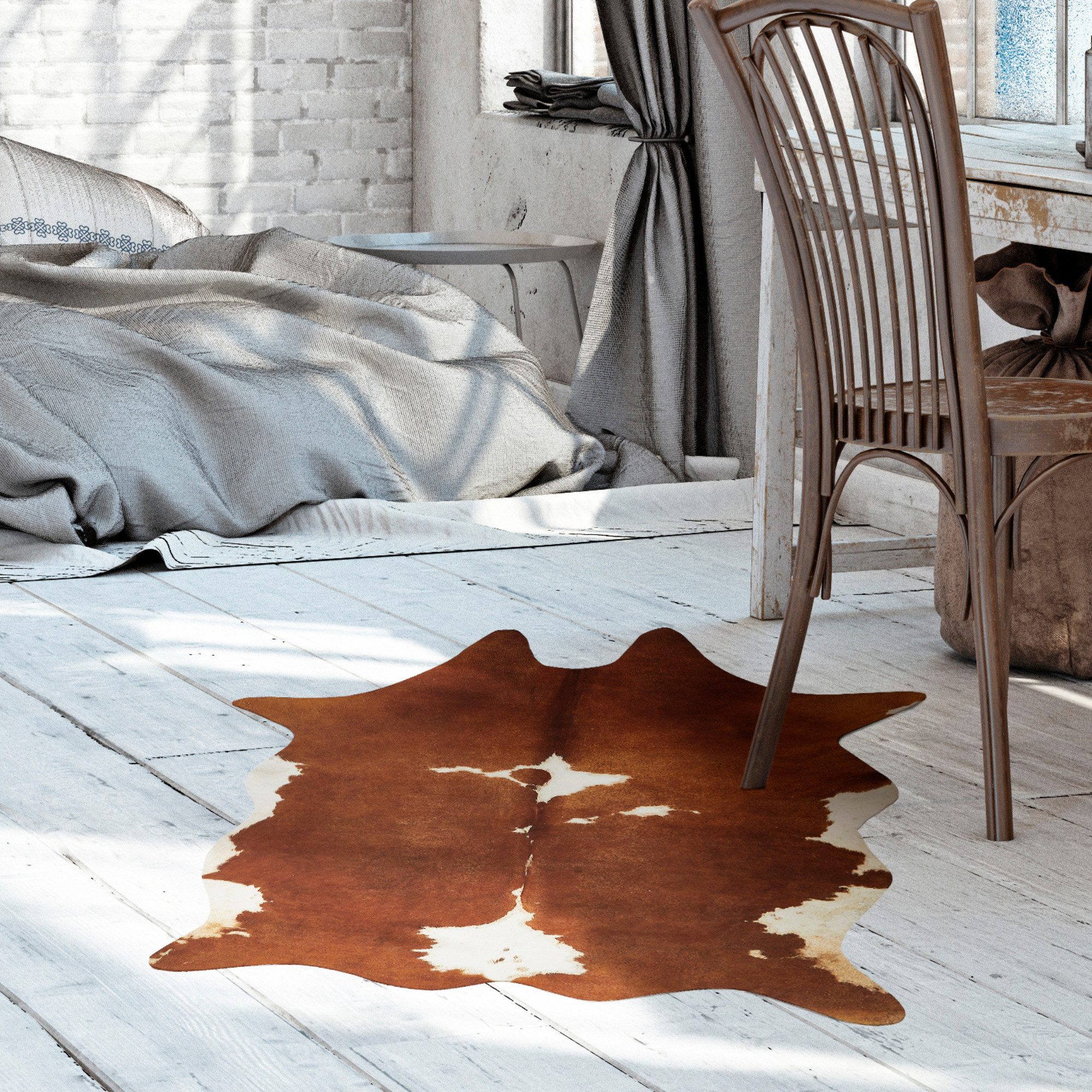 Andiamo Vachtvloerkleed Amarillo Nepbont, gedrukte koeienhuid-look, woonkamer, klantenfavoriet