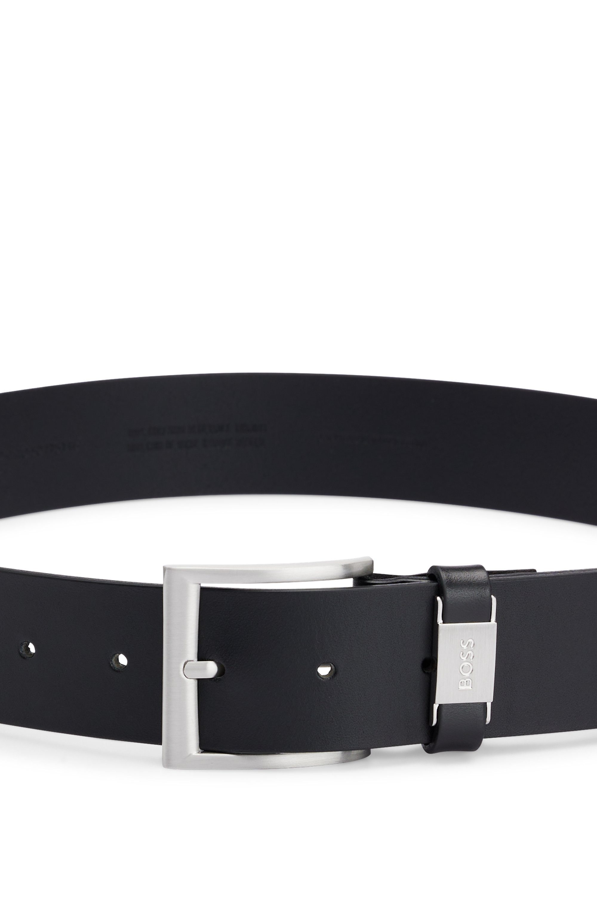 Boss Leren riem Connio zilverkleurige sluiting & logo-tekst op de lus