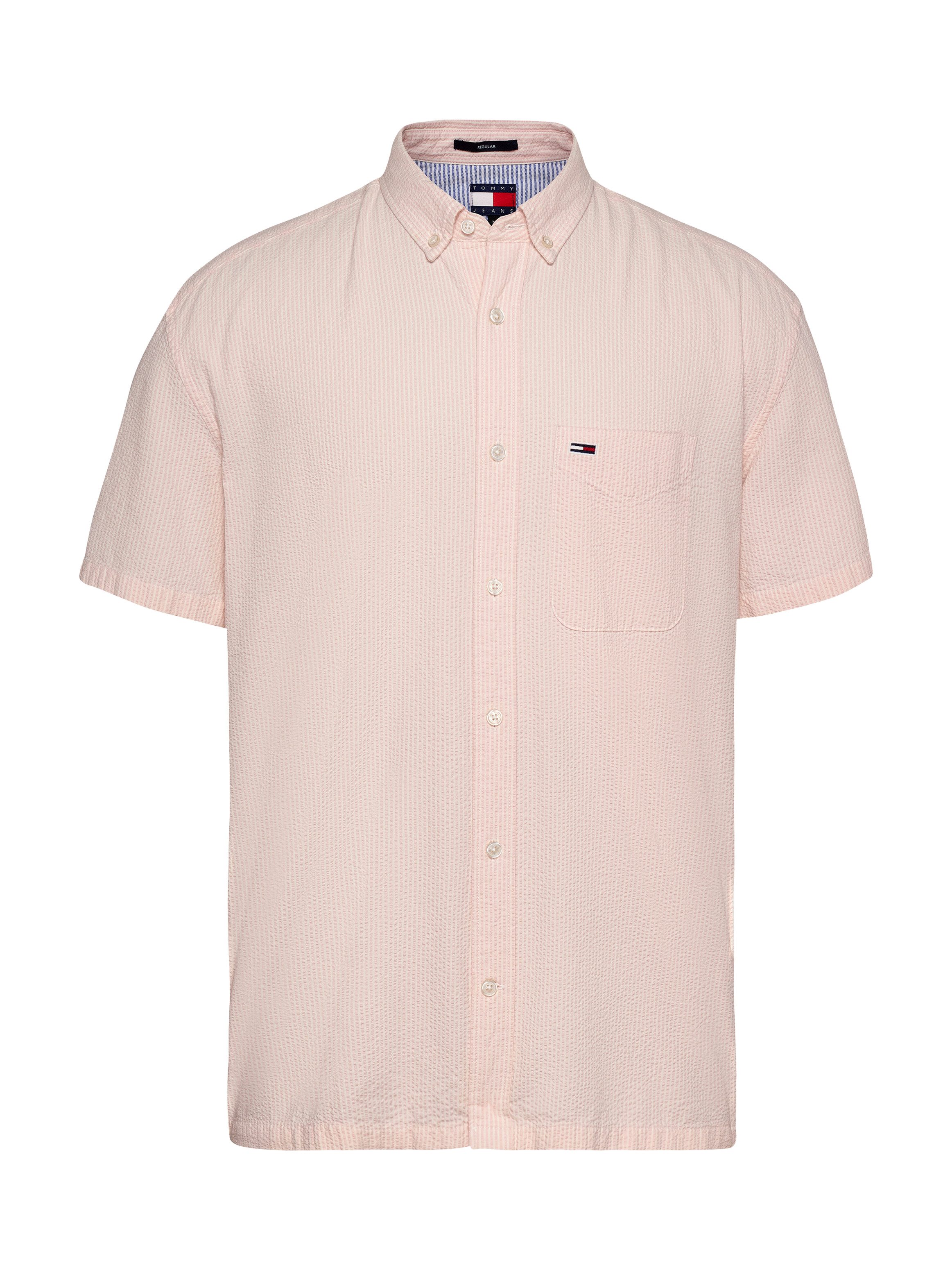 TOMMY JEANS Overhemd met korte mouwen TJM REG SEERSUCKER STP SS SHIRT heren overhemden maat XL roze